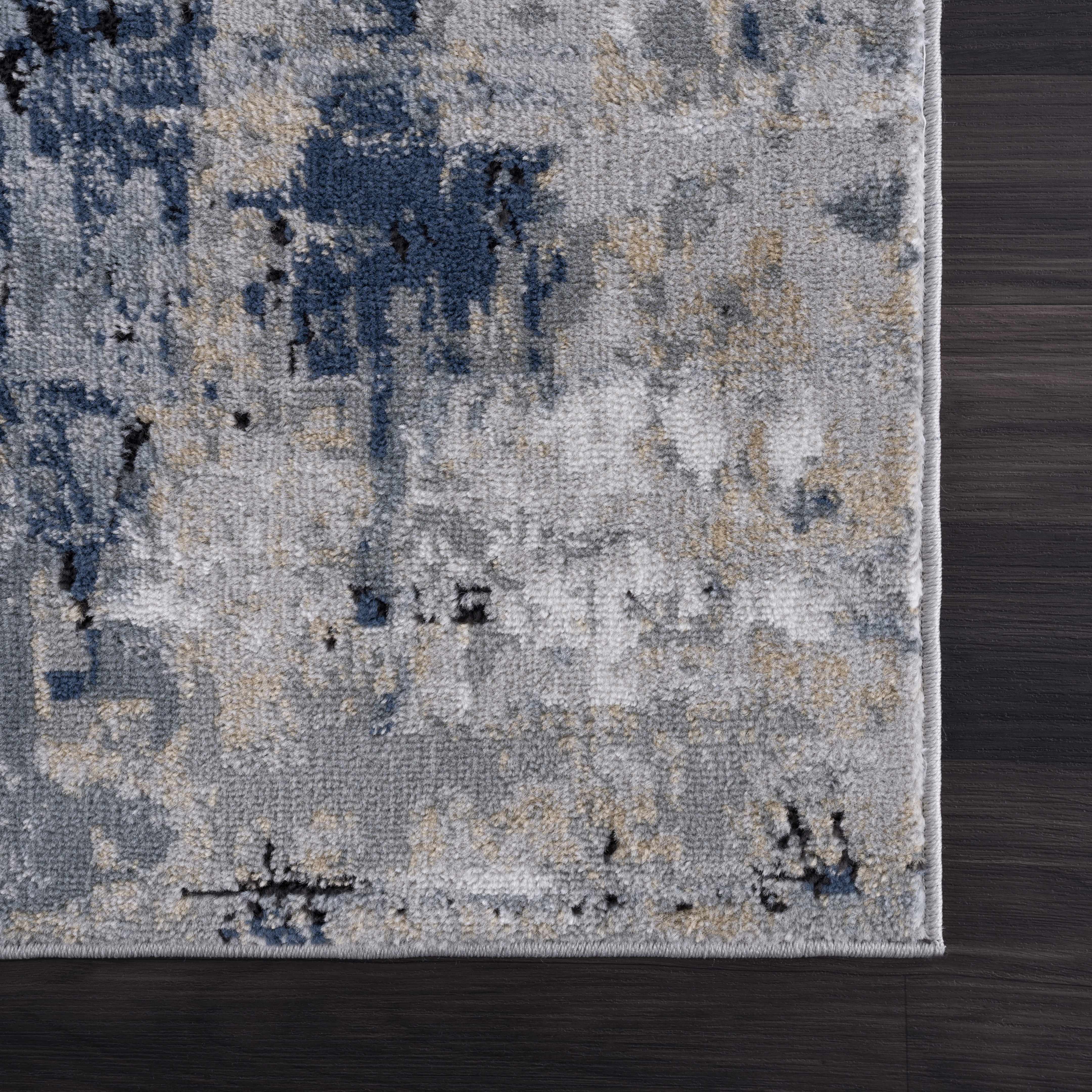 Exquisite Hauteloom Campsall Gray&Blue Abstract Area Rug