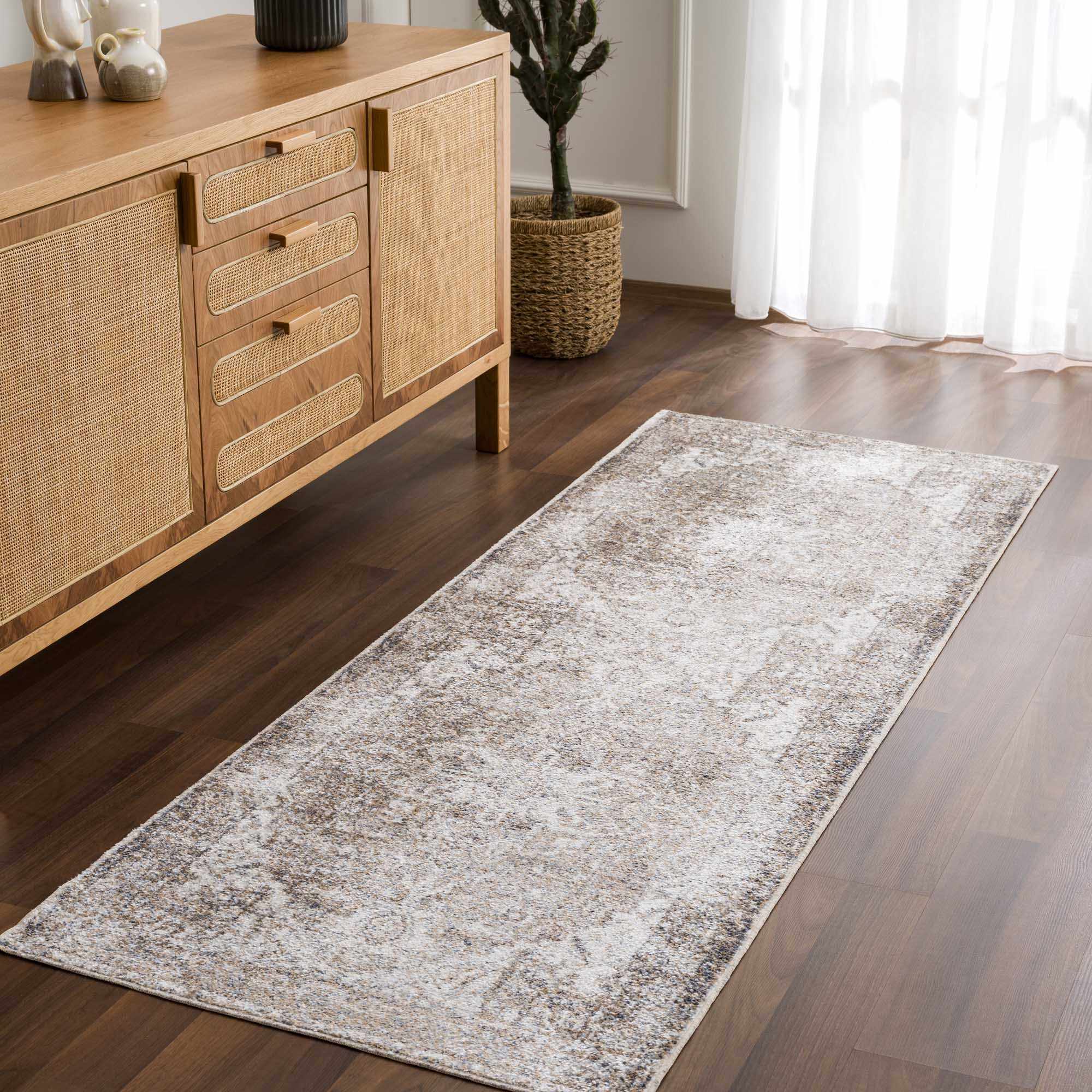 Hauteloom Hera Brown & Cream Luxury Washable Area Rug