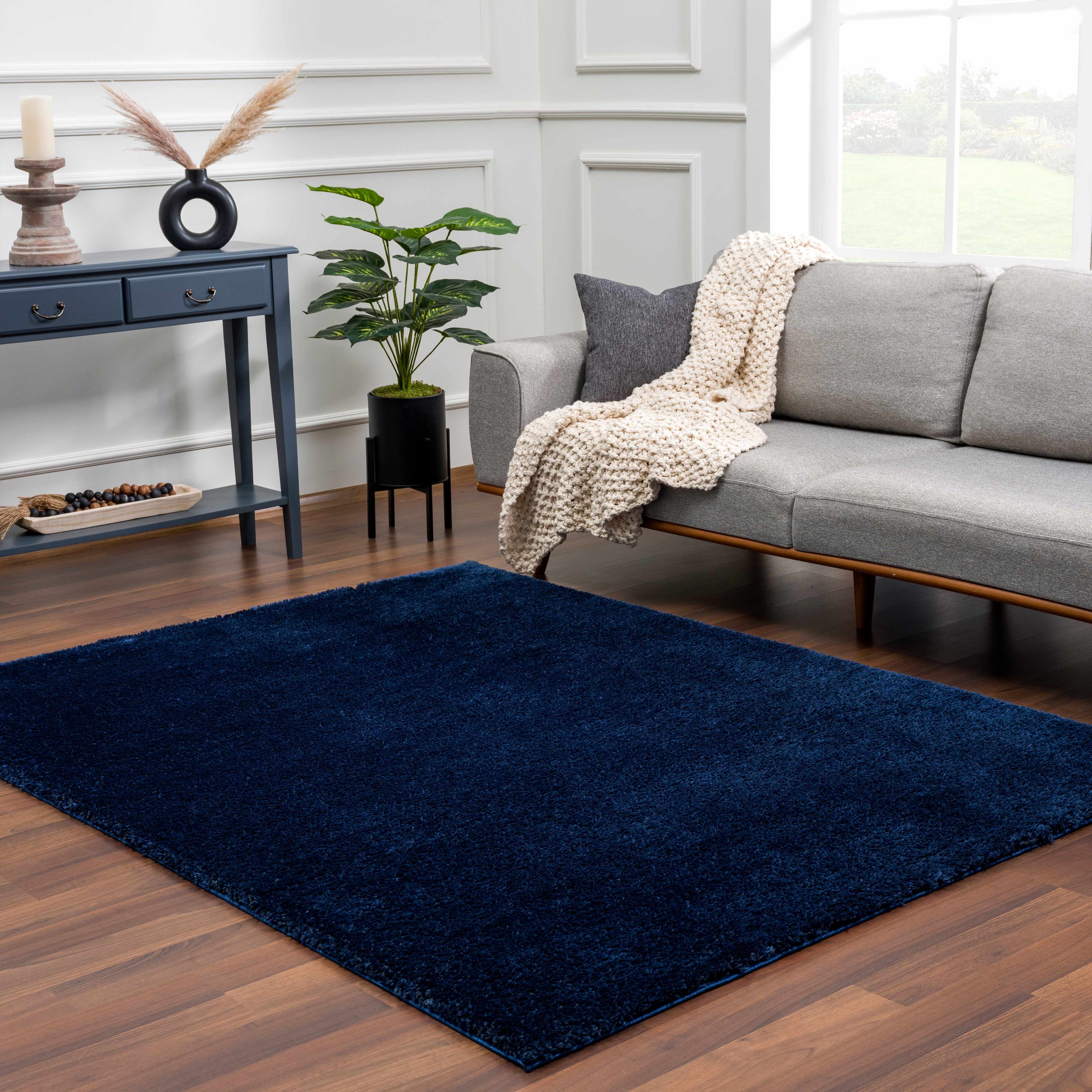 Luxurious Navy Plush Rug - Hauteloom Heavenly