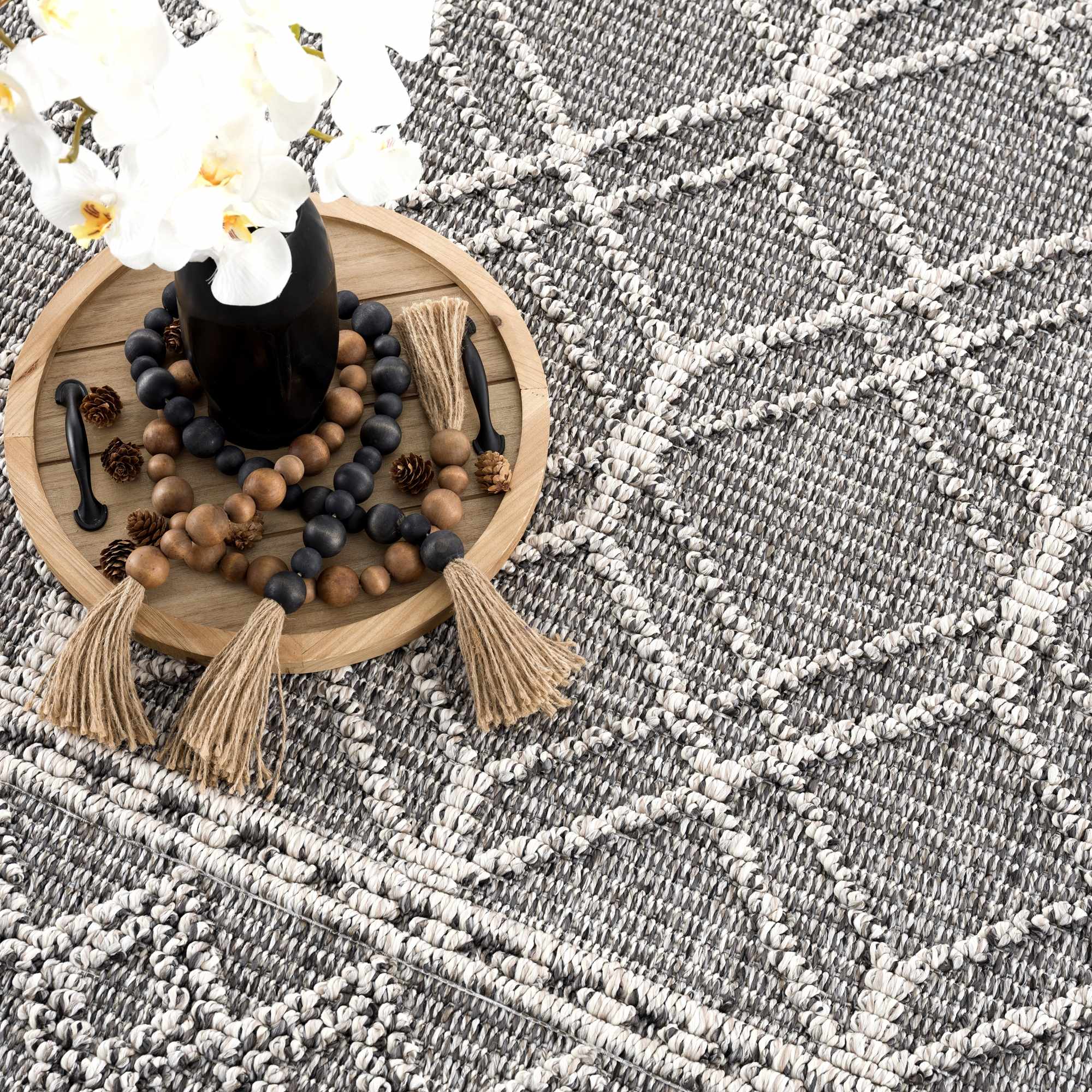 Elegant Hauteloom Diah Black & Bone Area Rug