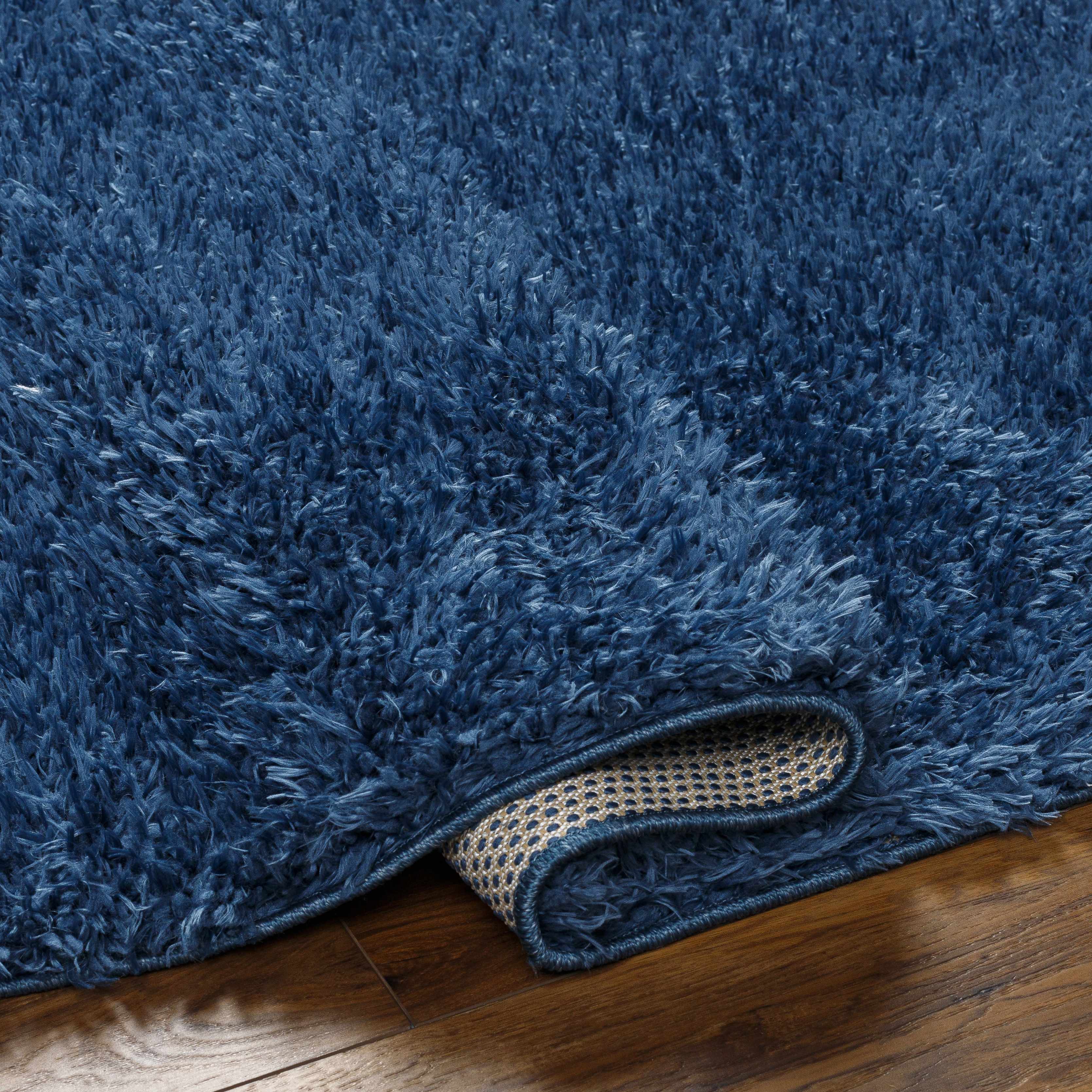 Luxurious Hauteloom Faina Dark Blue Shag Rug - Effortlessly Washable