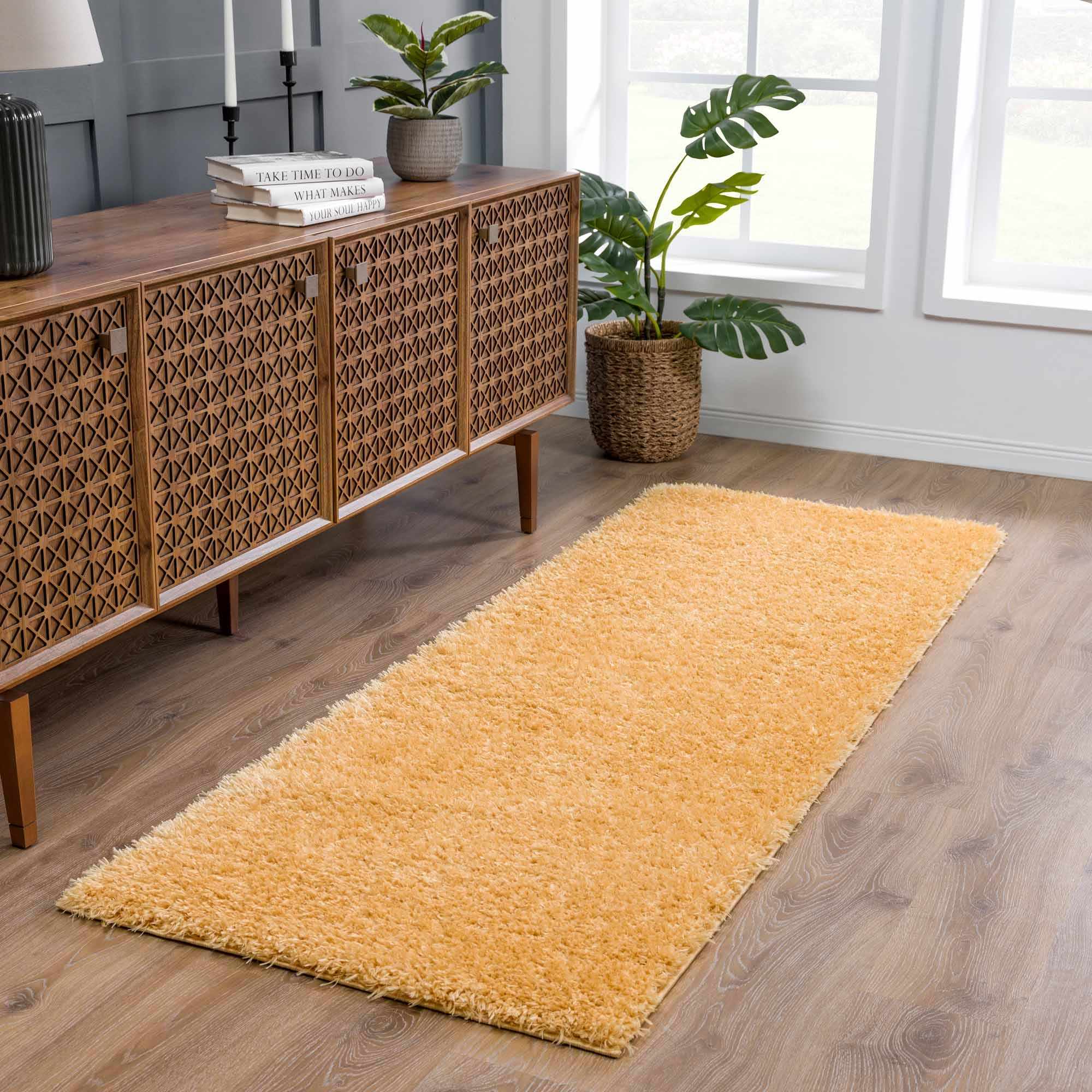 Gorgeous Gold Shag Rug - Washable Luxury from Hauteloom's Faina Collection