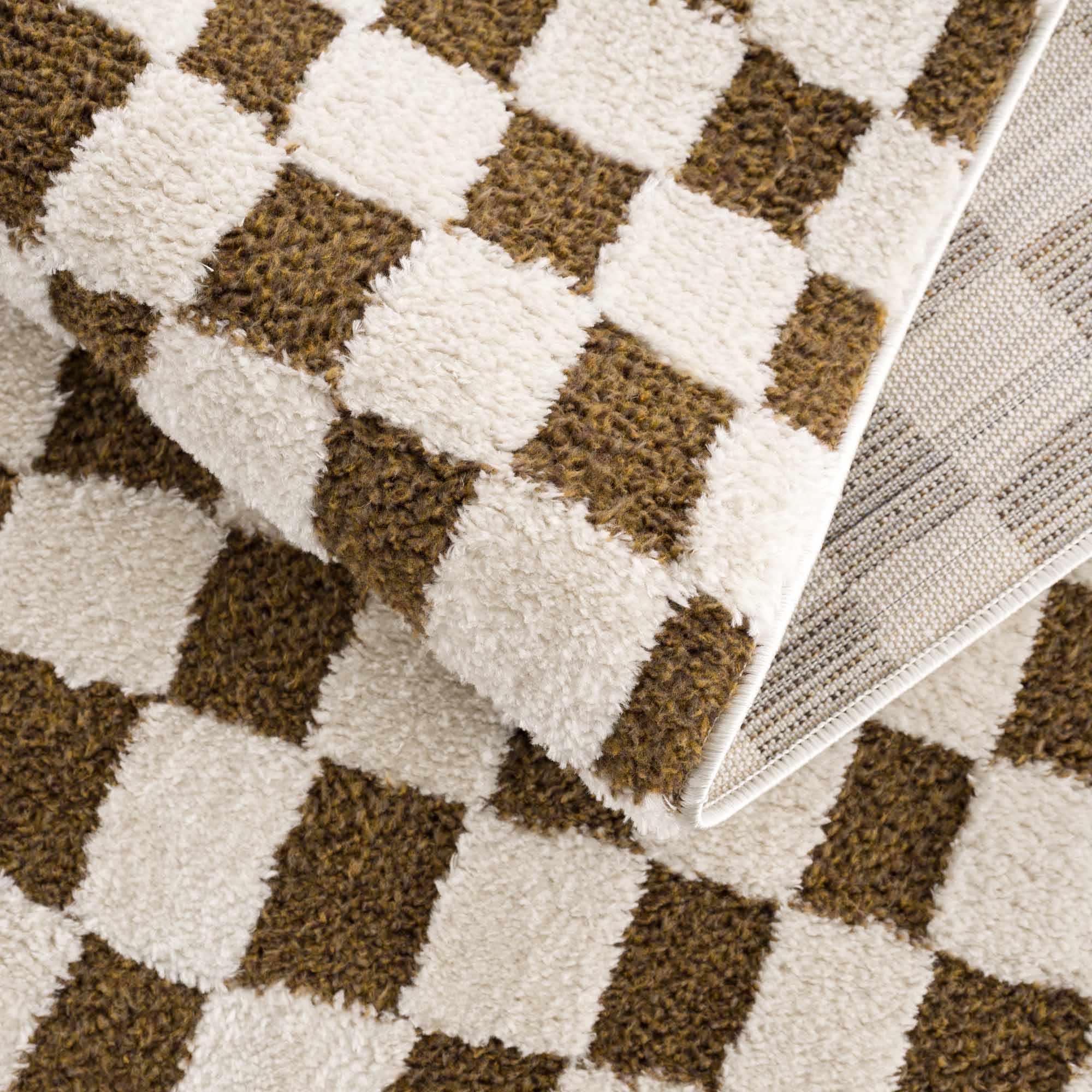 Exquisite Hauteloom Lajos Brown Checkered Area Rug