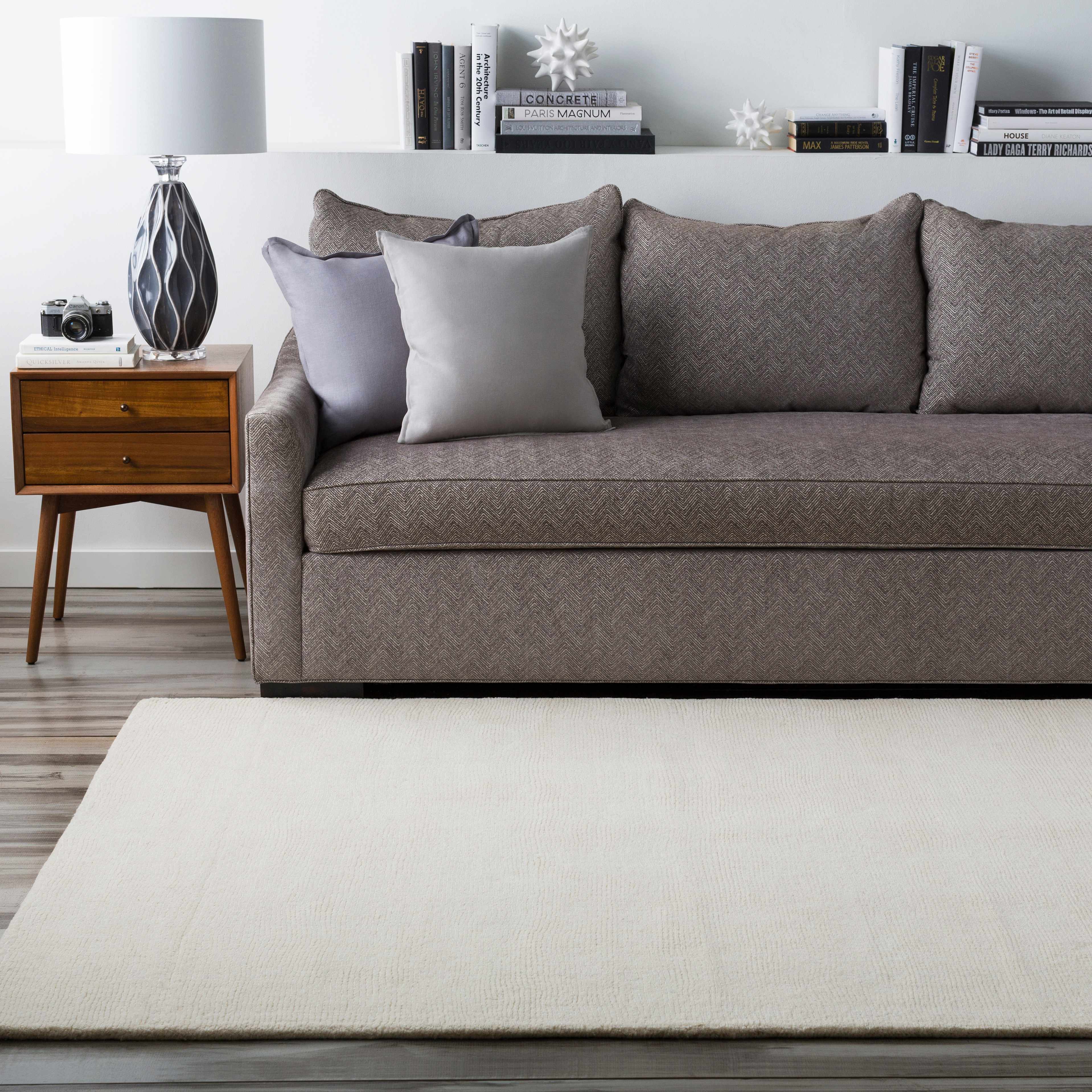 Luxurious Hauteloom Brockton Light Beige Wool Area Rug
