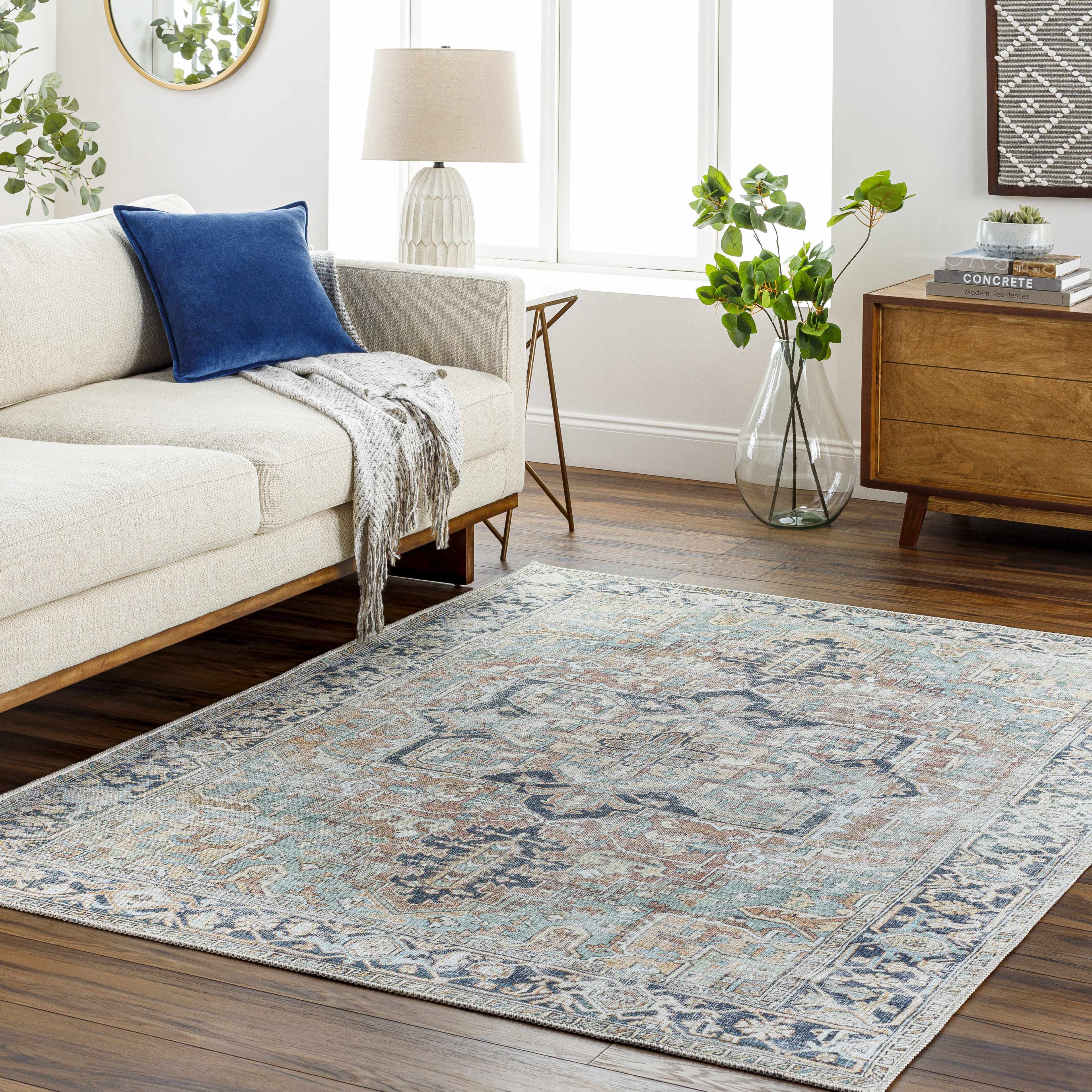 Hauteloom Green Nisa Vintage Washable Area Rug - A Timeless and Practical Addition to Your Space