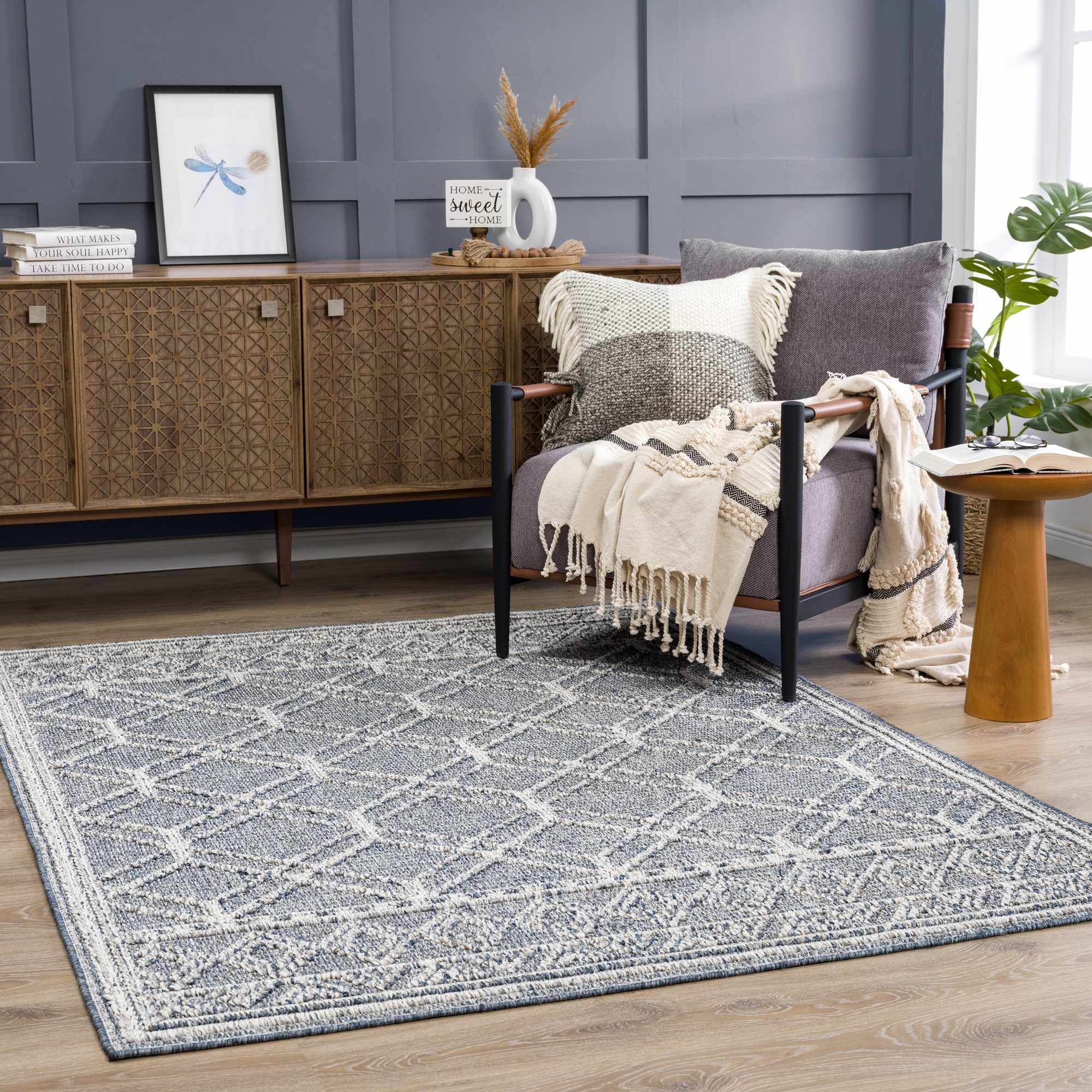 Hauteloom Diah Area Rug - Exquisite Gray Blue & Bone Beauty
