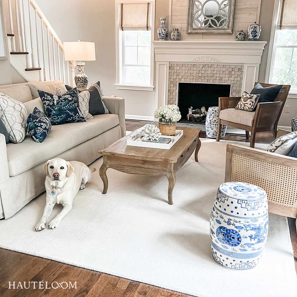 Luxurious Hauteloom Brockton Light Beige Wool Area Rug