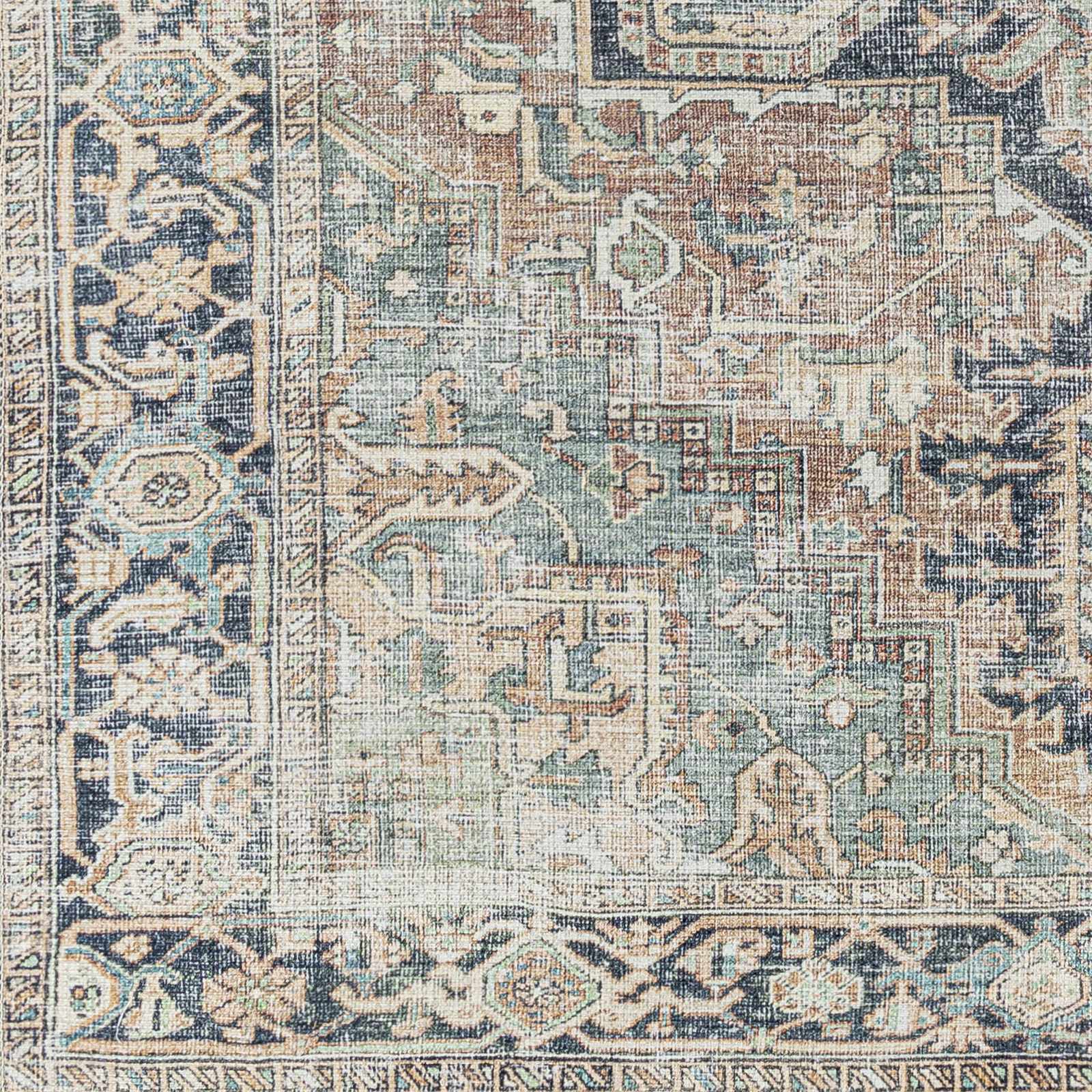 Hauteloom Green Nisa Vintage Washable Area Rug - A Timeless and Practical Addition to Your Space