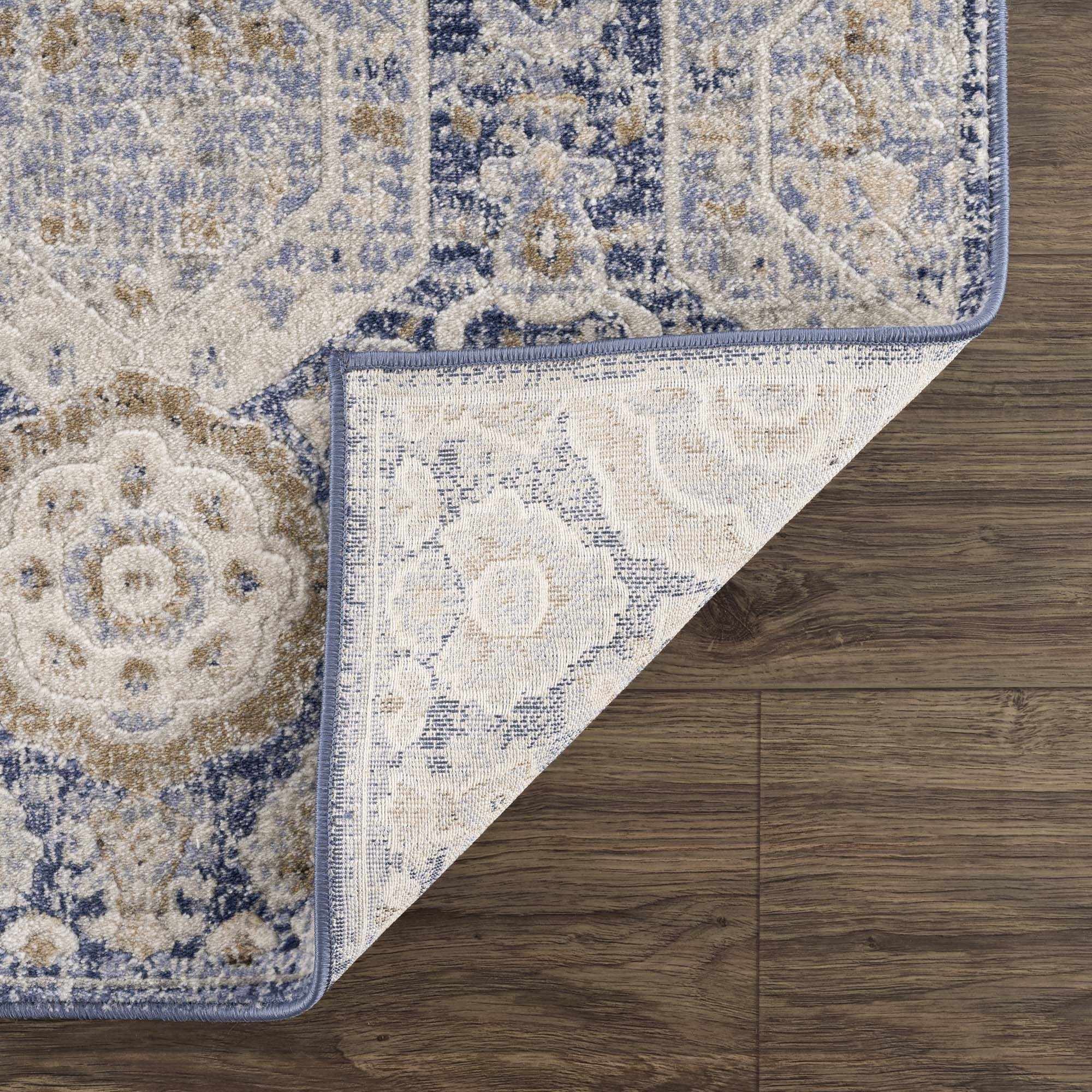 Luxurious Hauteloom Parkerfield Blue Area Rug