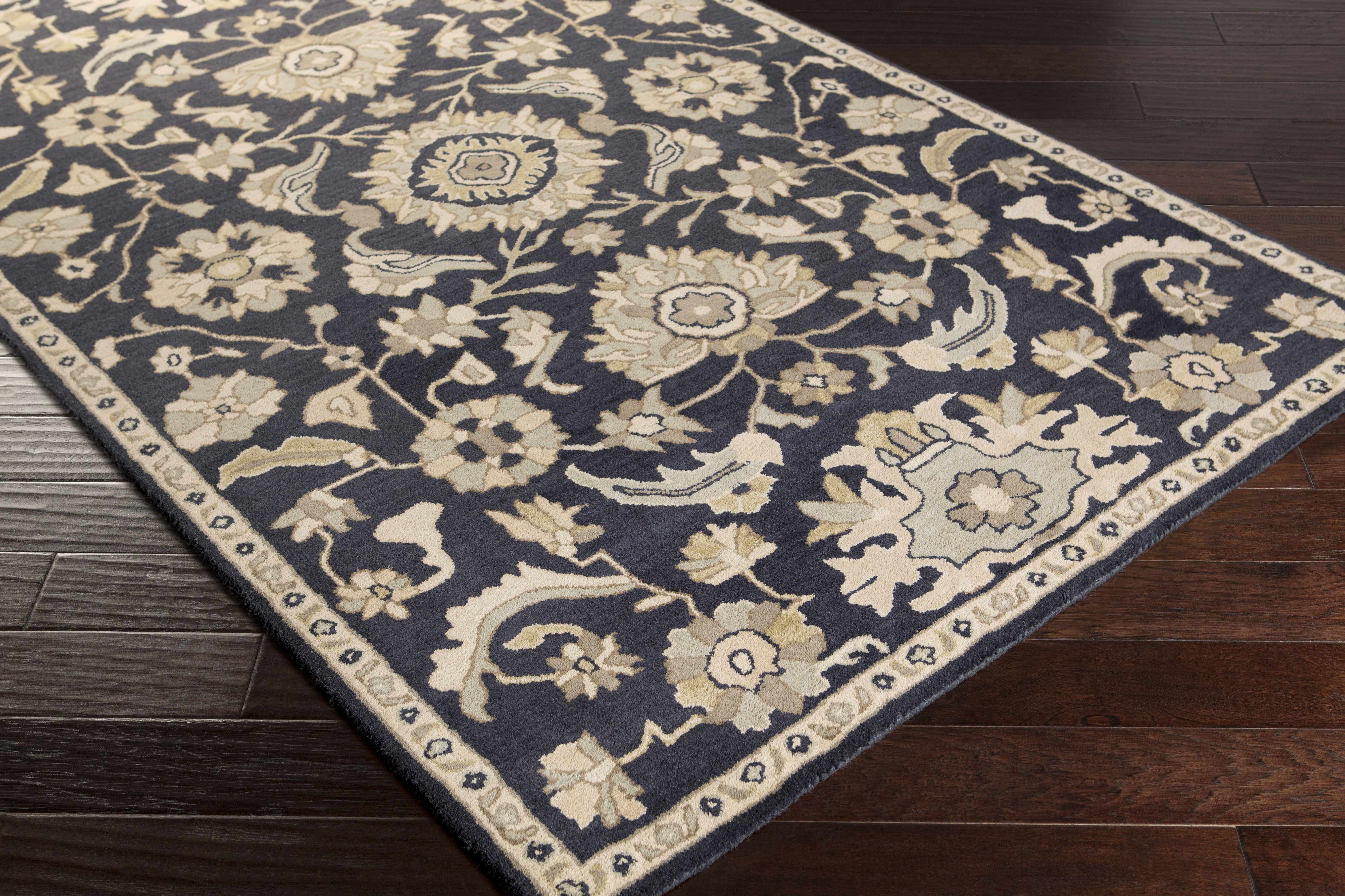 Exquisite Hauteloom Copen Black Floral Wool Rug