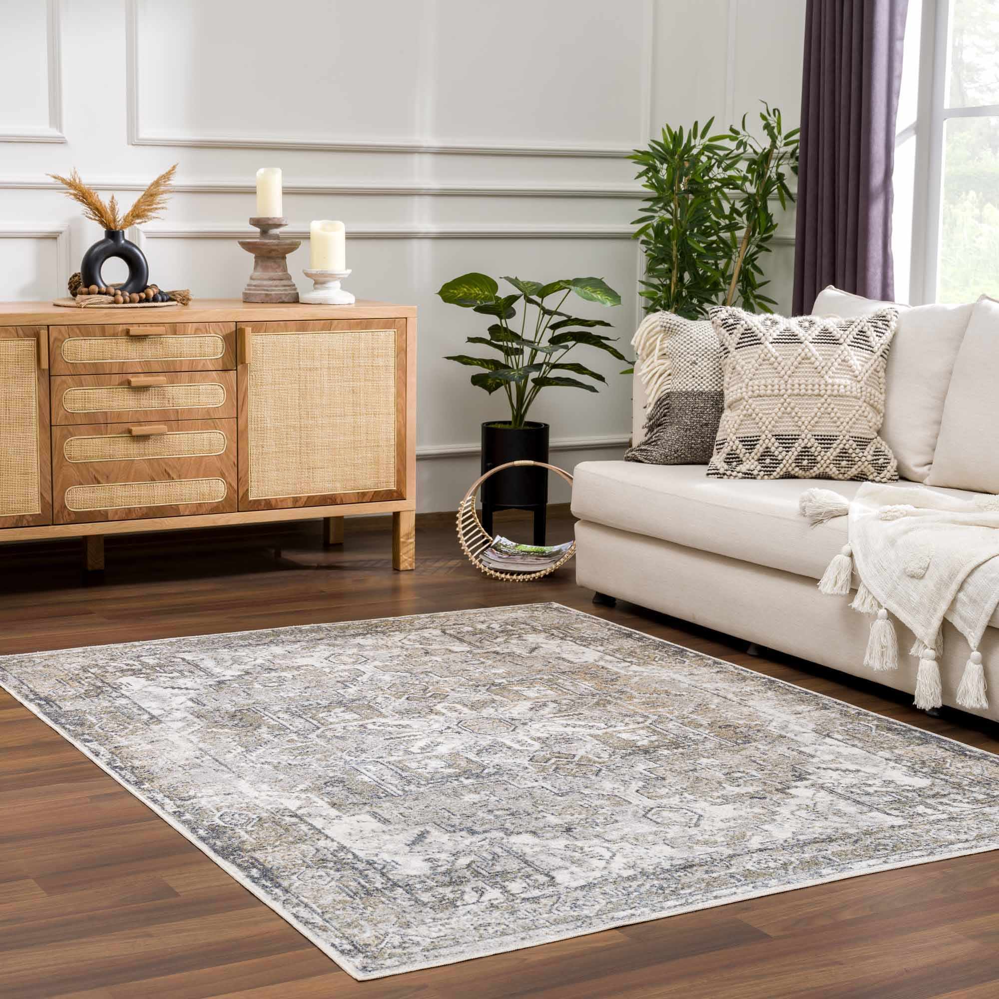 Indulgent Hauteloom Olive Hera Washable Area Rug