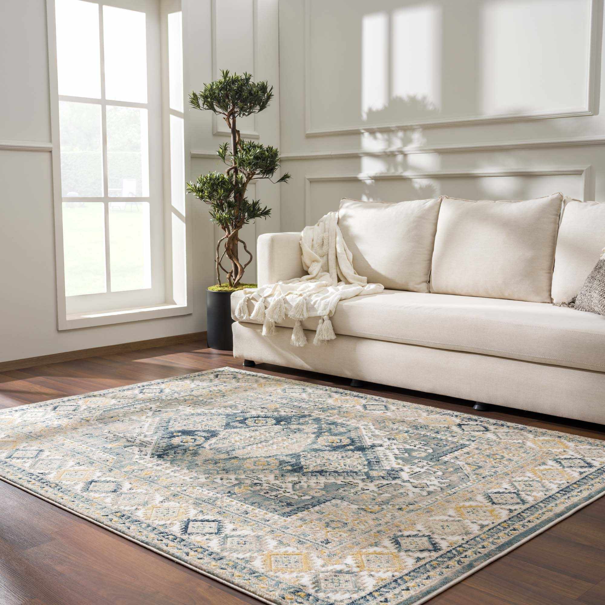 Exquisite Brend Blue Medallion Area Rug by Hauteloom