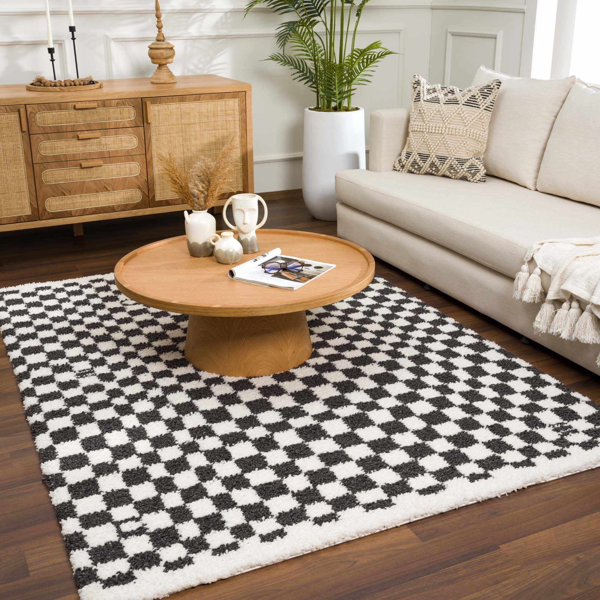 Stunning Hauteloom Kieu Black & White Checkered Area Rug