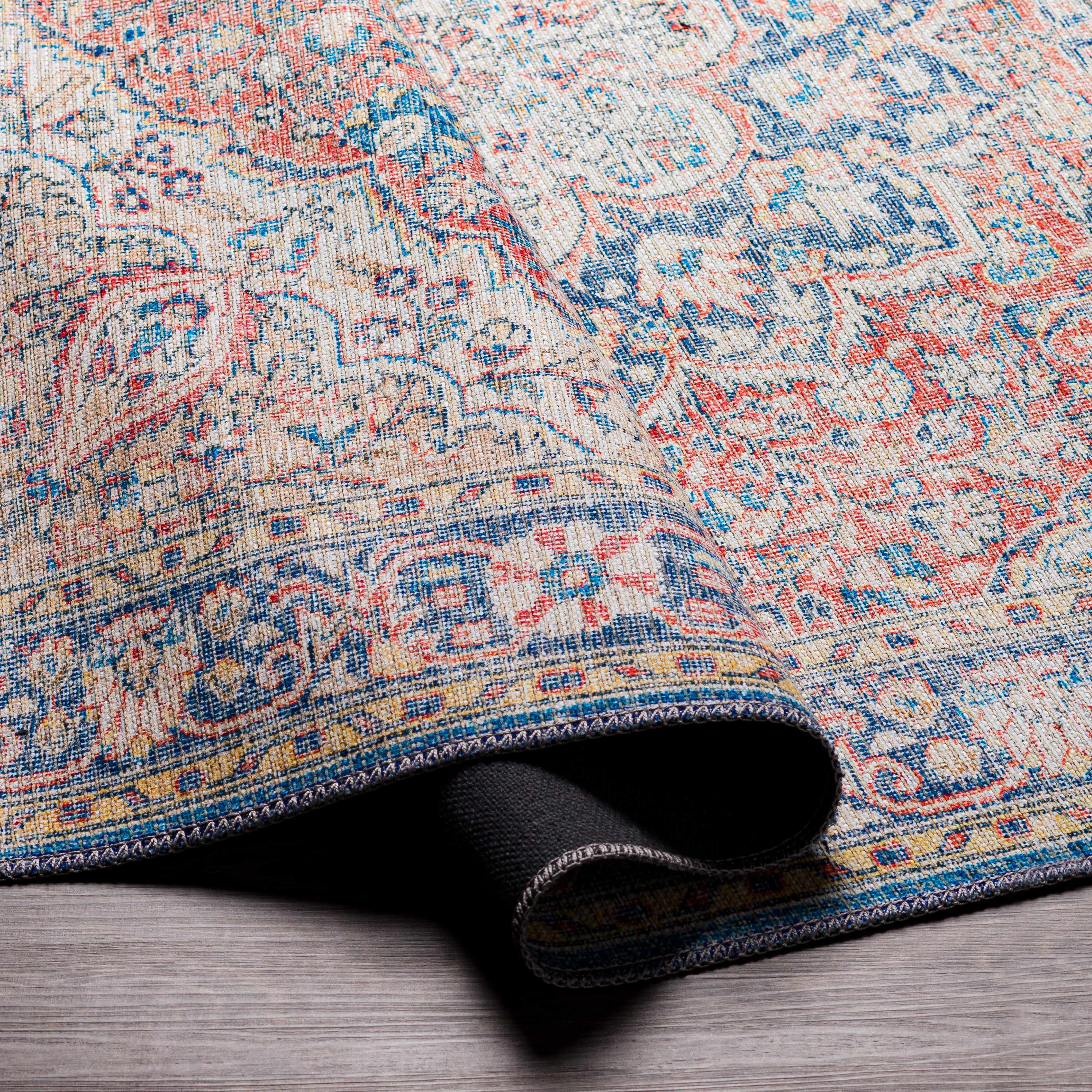 Hauteloom Wacousta Red & Blue Machine Washable Rug - A Splash of Color for Your Space