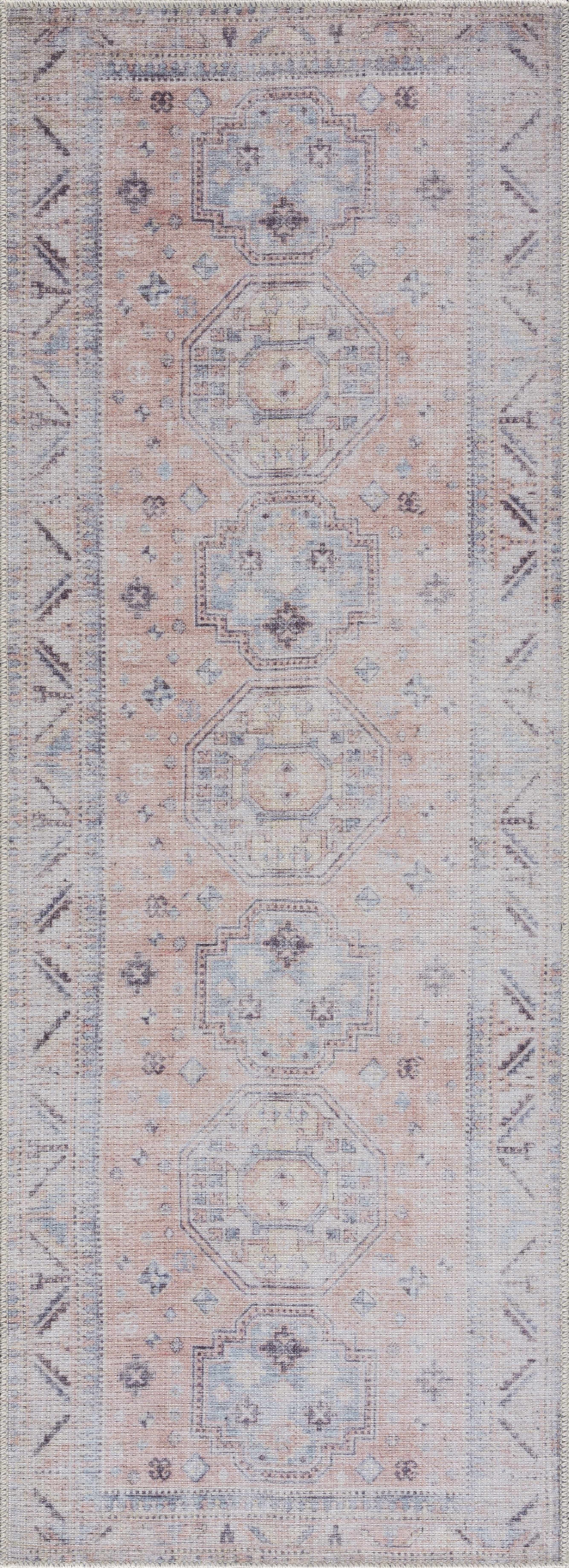 Indulgent Hauteloom Morcott Peach Washable Area Rug