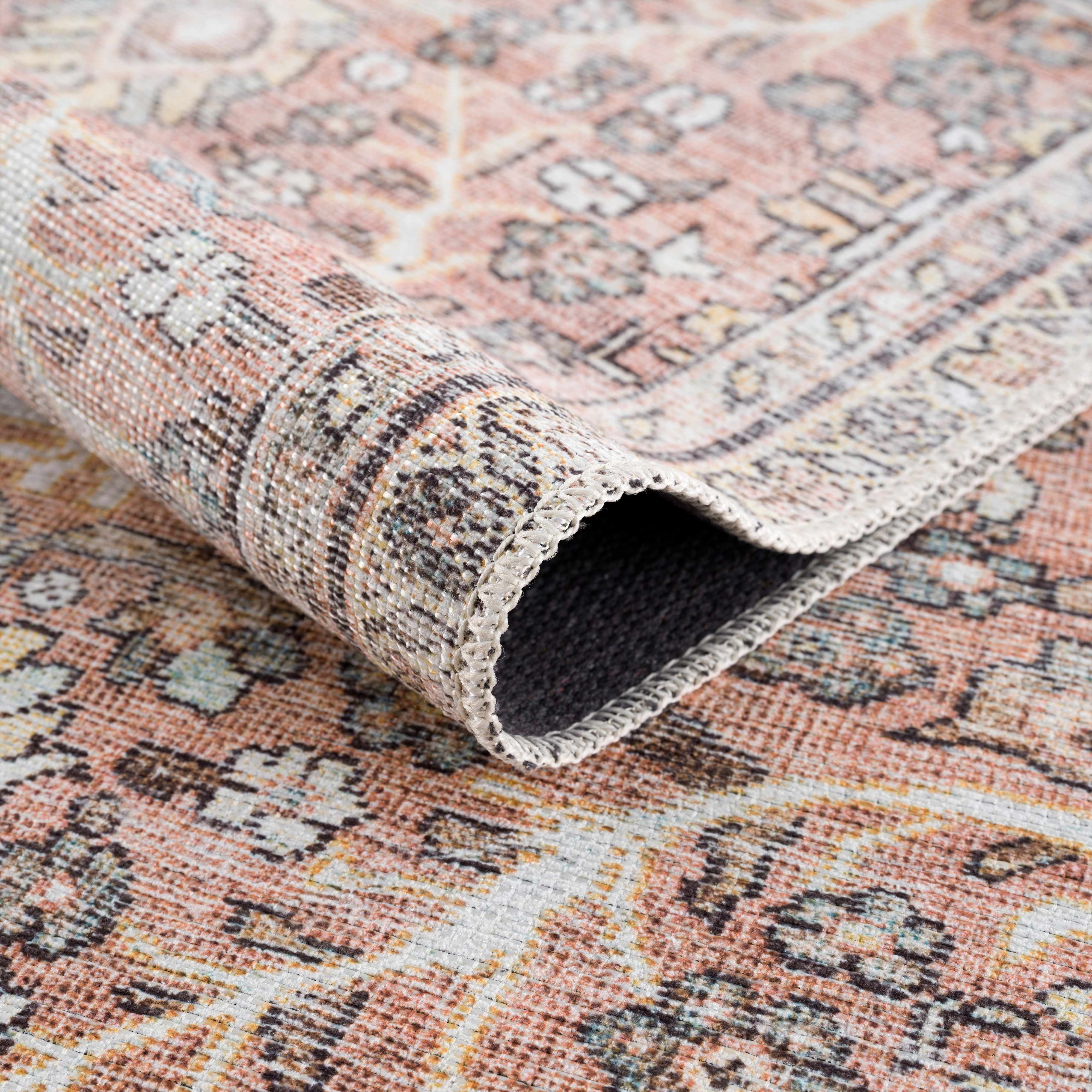 Hauteloom Urpi Rose & Brown Washable Area Rug - Add a Pop of Color to Your Space!