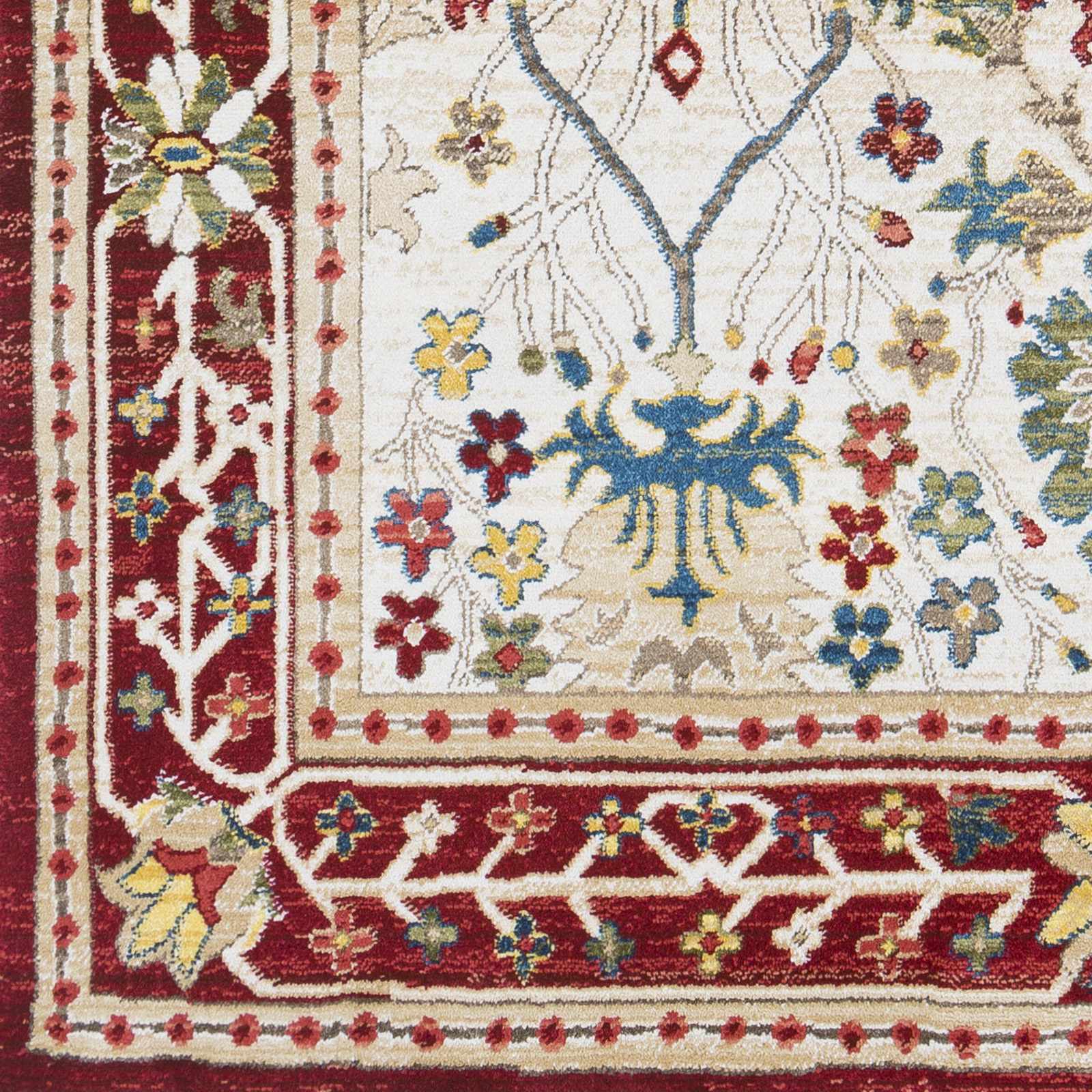 Exquisite Hauteloom Neola White/Red Damask Area Rug