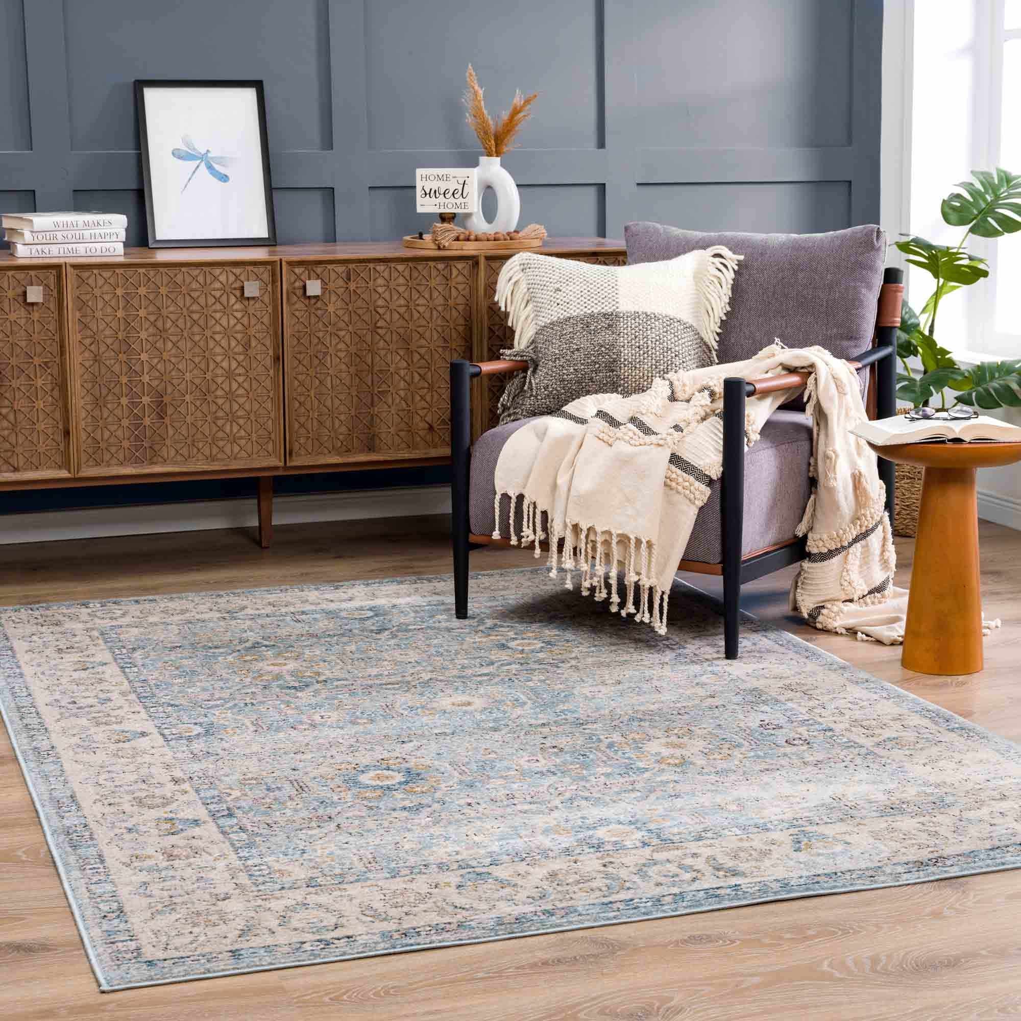 Hauteloom Anana Silver Blue & Beige Area Rug - Grab This Clearance Deal Now!