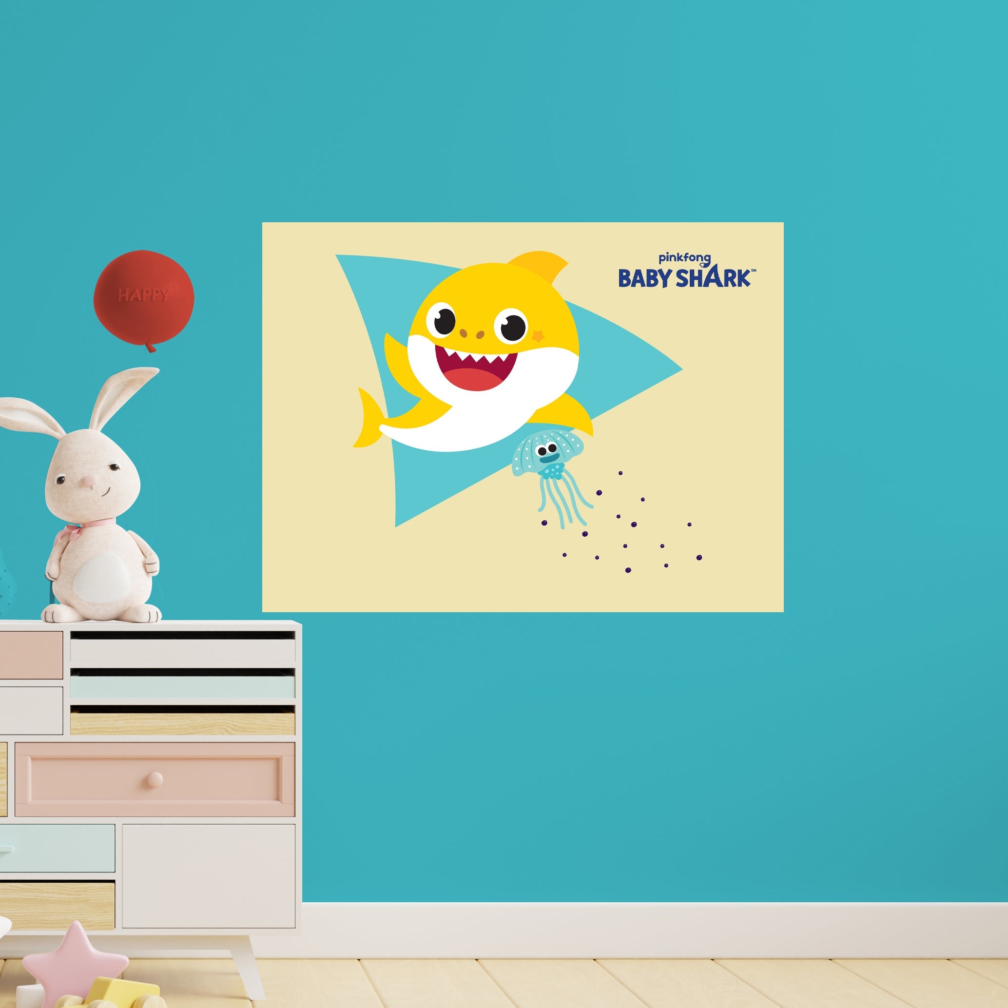 Get Your Little One's Room Popping with the Enchanting Fathead Baby Shark Inkling Poster - Officially Licensed Nickelodeon Removable Adhesive Decal