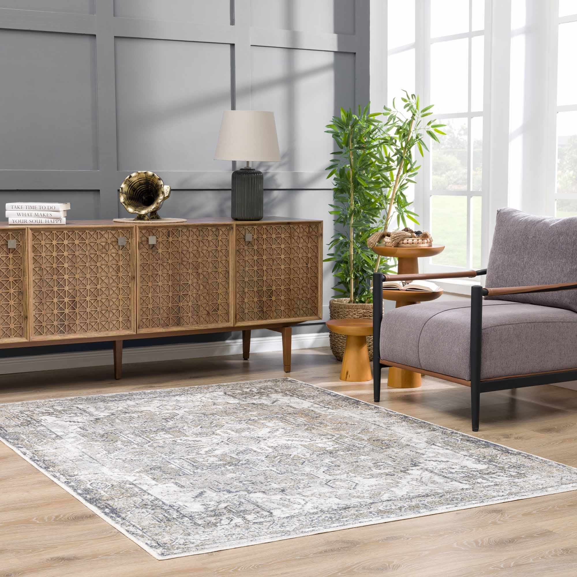 Indulgent Hauteloom Olive Hera Washable Area Rug