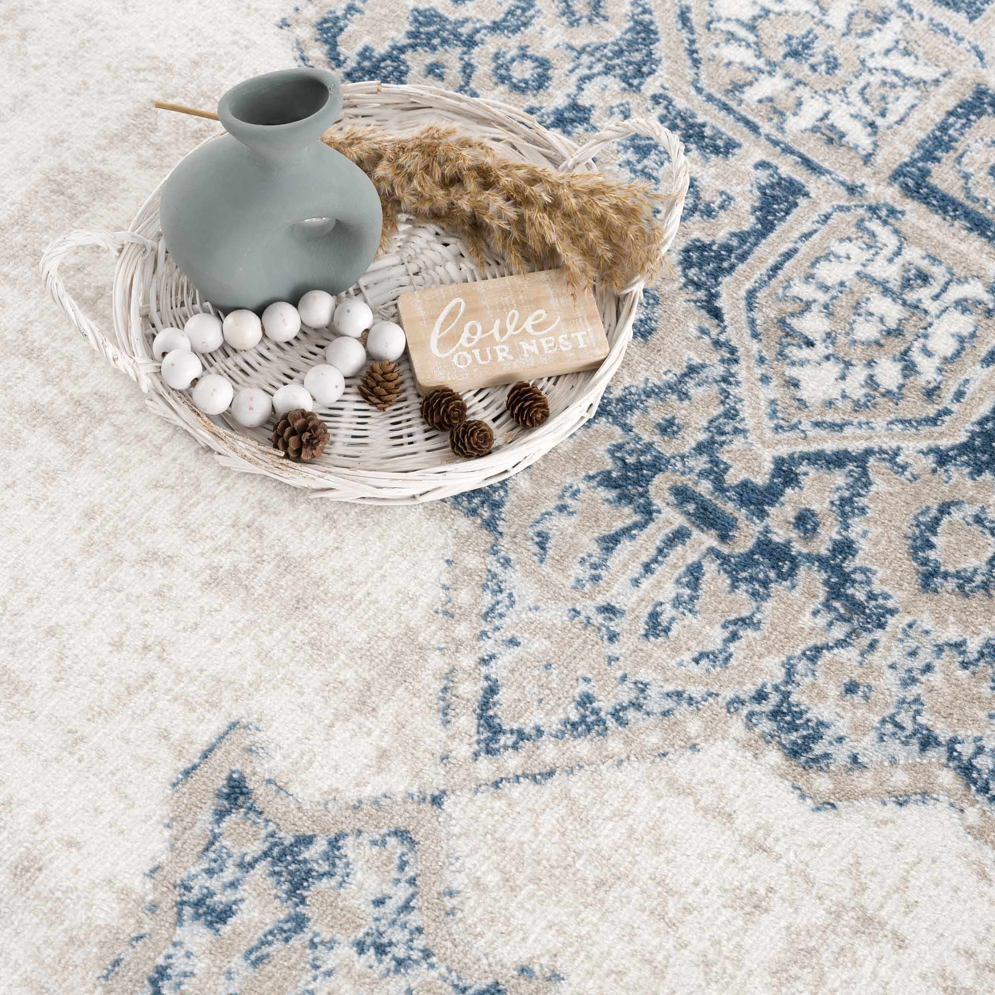 Exquisite Hauteloom Amir Blue Medallion Area Rug
