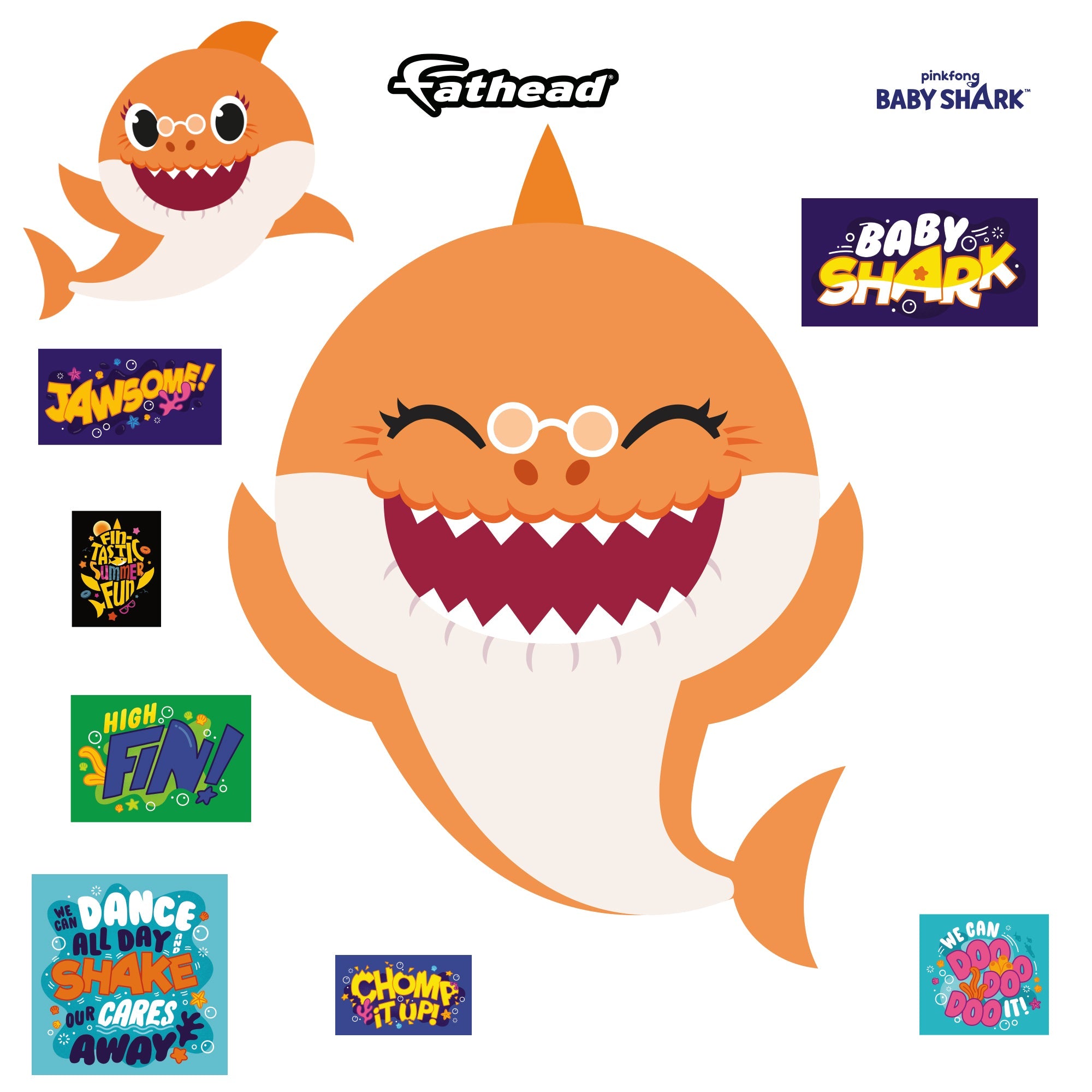 Officially Licensed Nickelodeon Fathead Baby Shark: Grandma Shark RealBig Removable Adhesive Decal