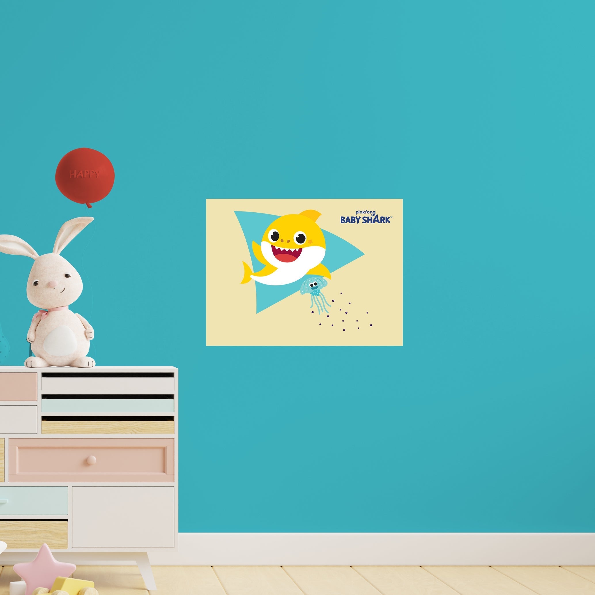 Get Your Little One's Room Popping with the Enchanting Fathead Baby Shark Inkling Poster - Officially Licensed Nickelodeon Removable Adhesive Decal