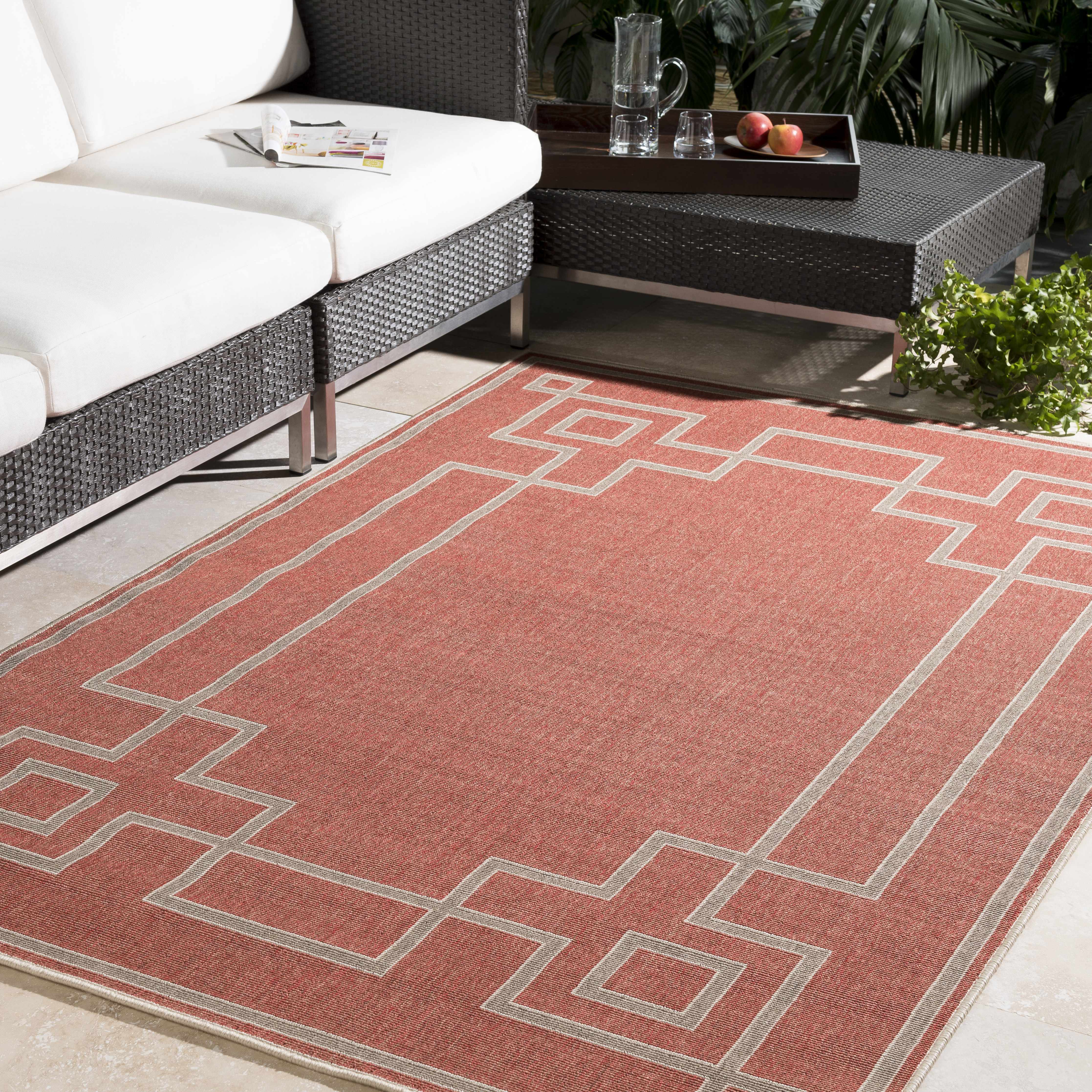 Hauteloom Harborgreek Brick Red Outdoor Rug - Transform Your Outdoor Space