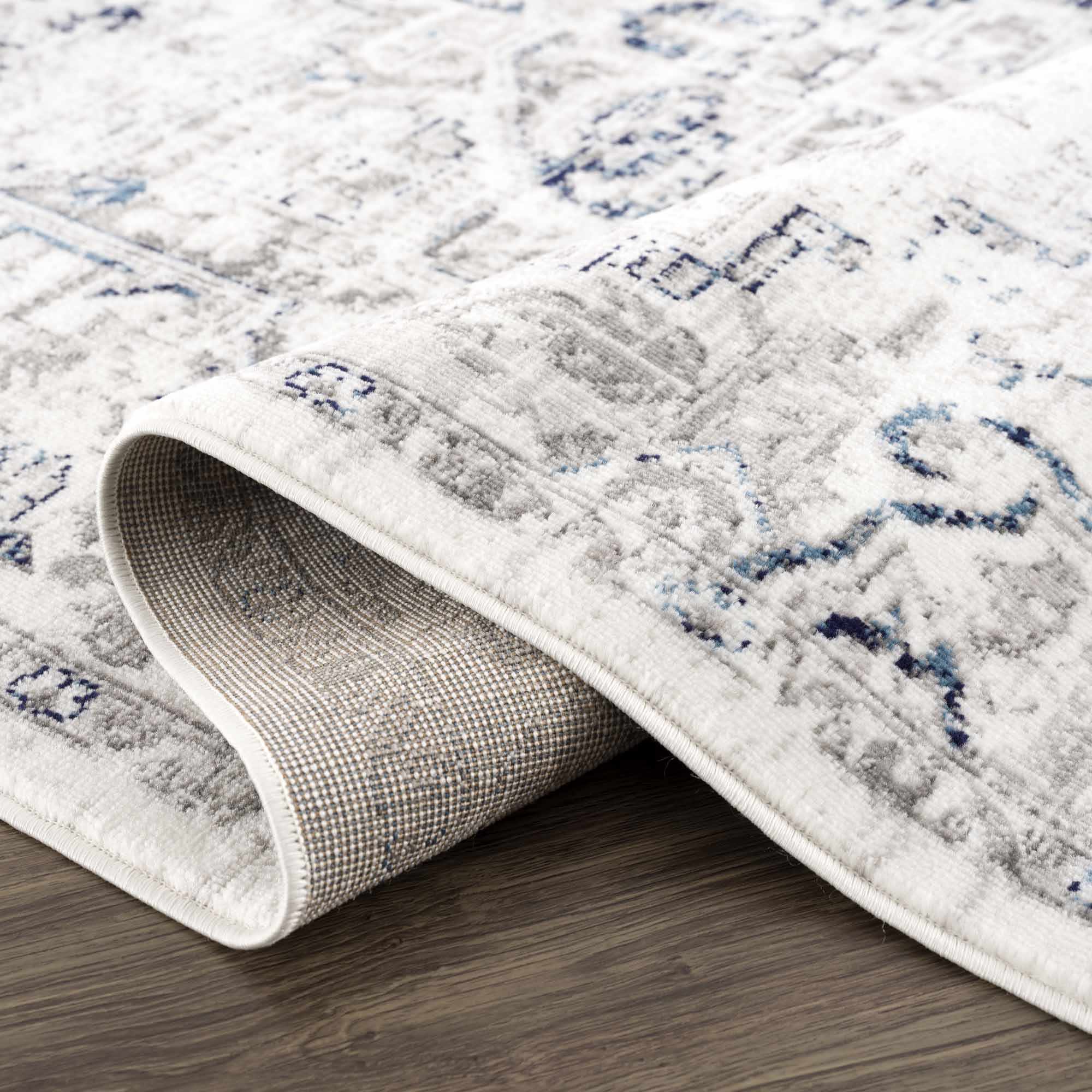 Hauteloom Buenaventura Cream & Navy Area Rug - Add a Touch of Elegance to Your Space