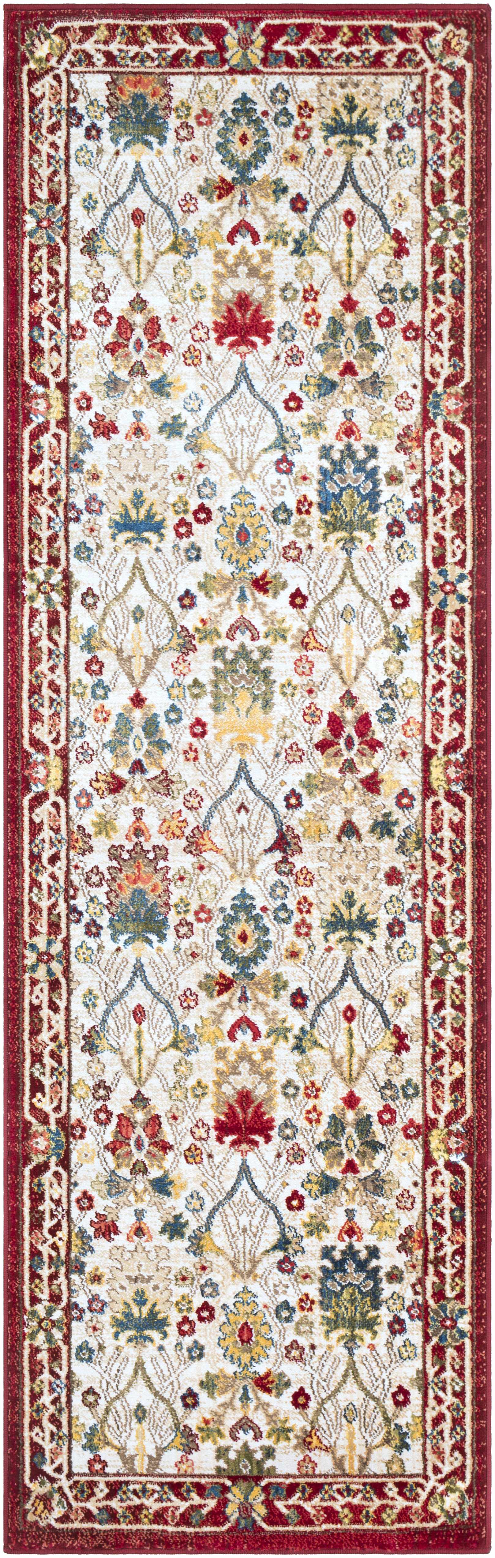Exquisite Hauteloom Neola White/Red Damask Area Rug
