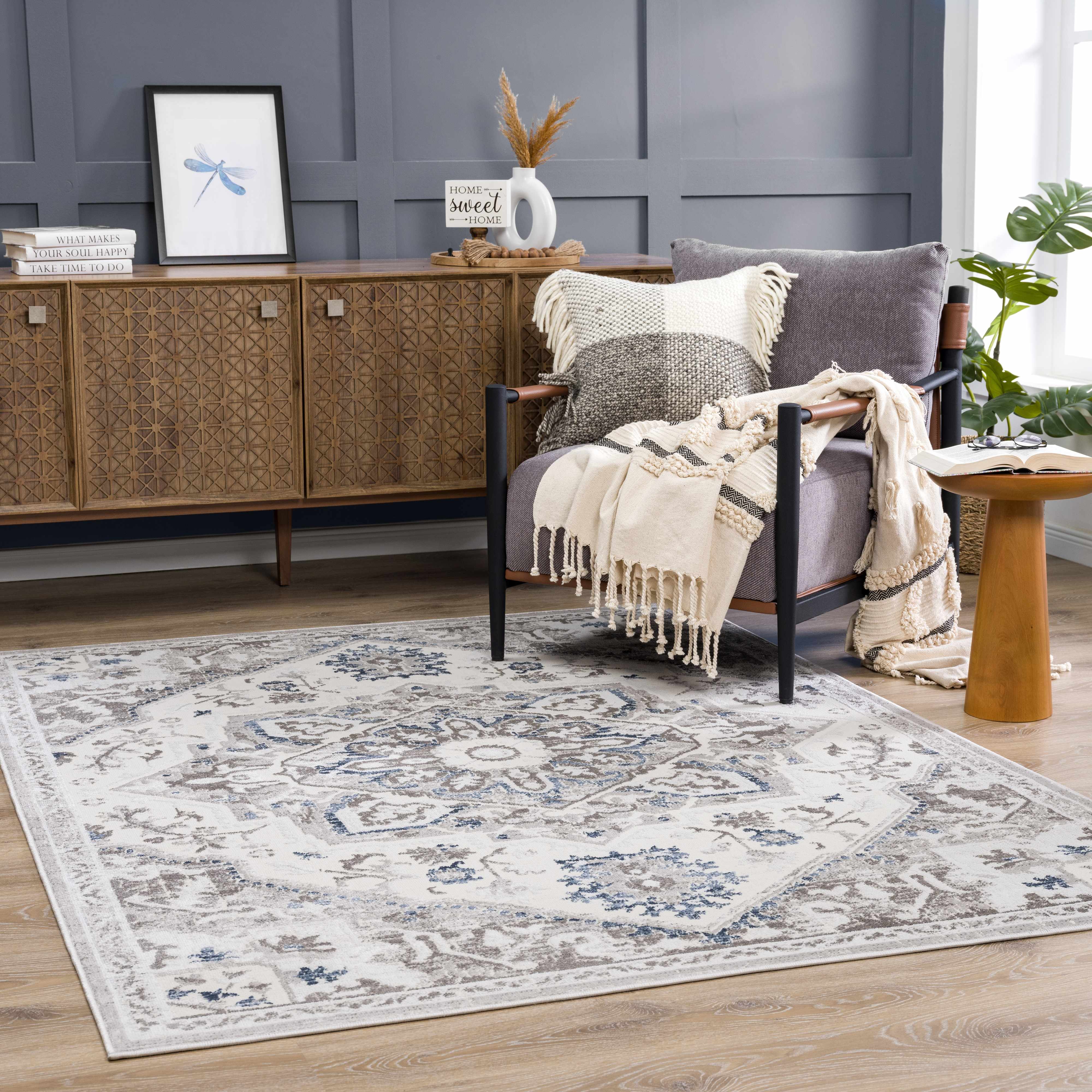 Exclusive Hauteloom Bakir Blue Hues Gray Medallion Area Rug - A Must-Have Limited Edition