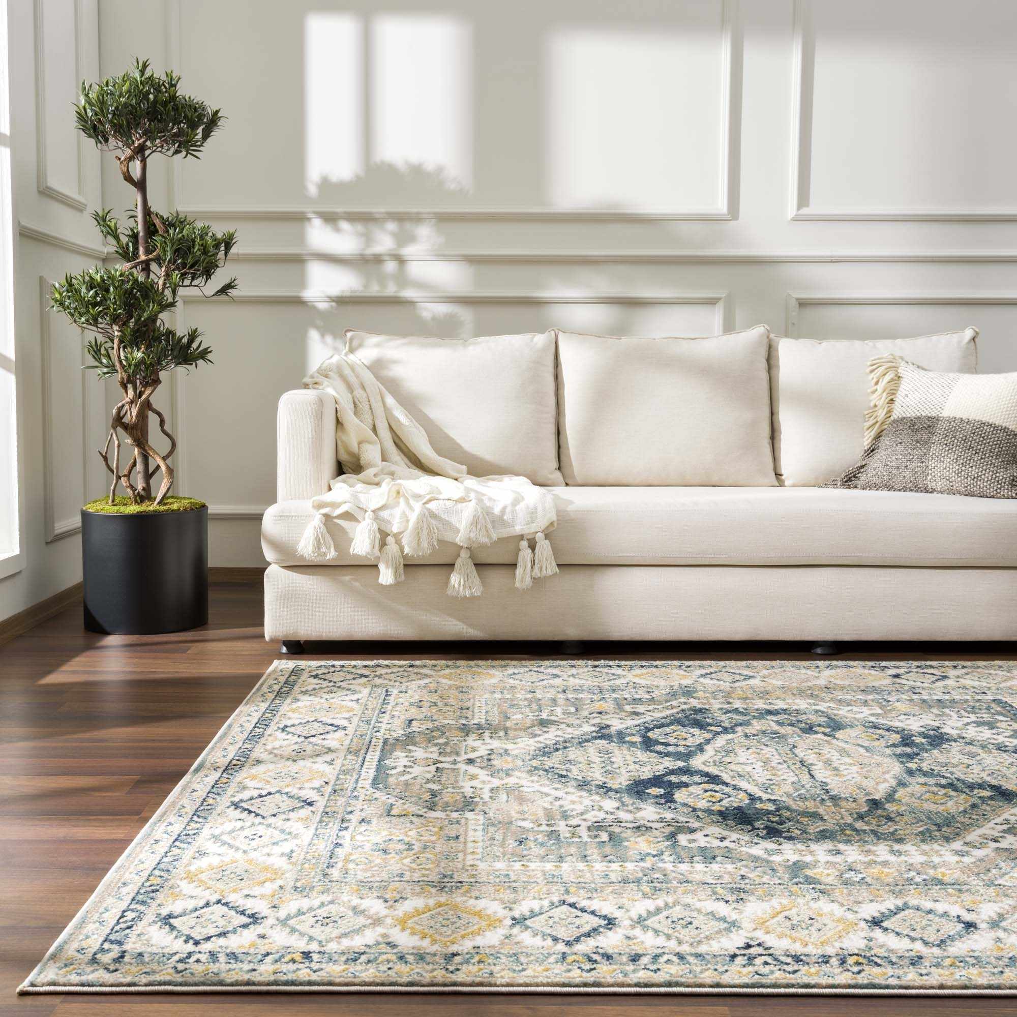 Exquisite Brend Blue Medallion Area Rug by Hauteloom