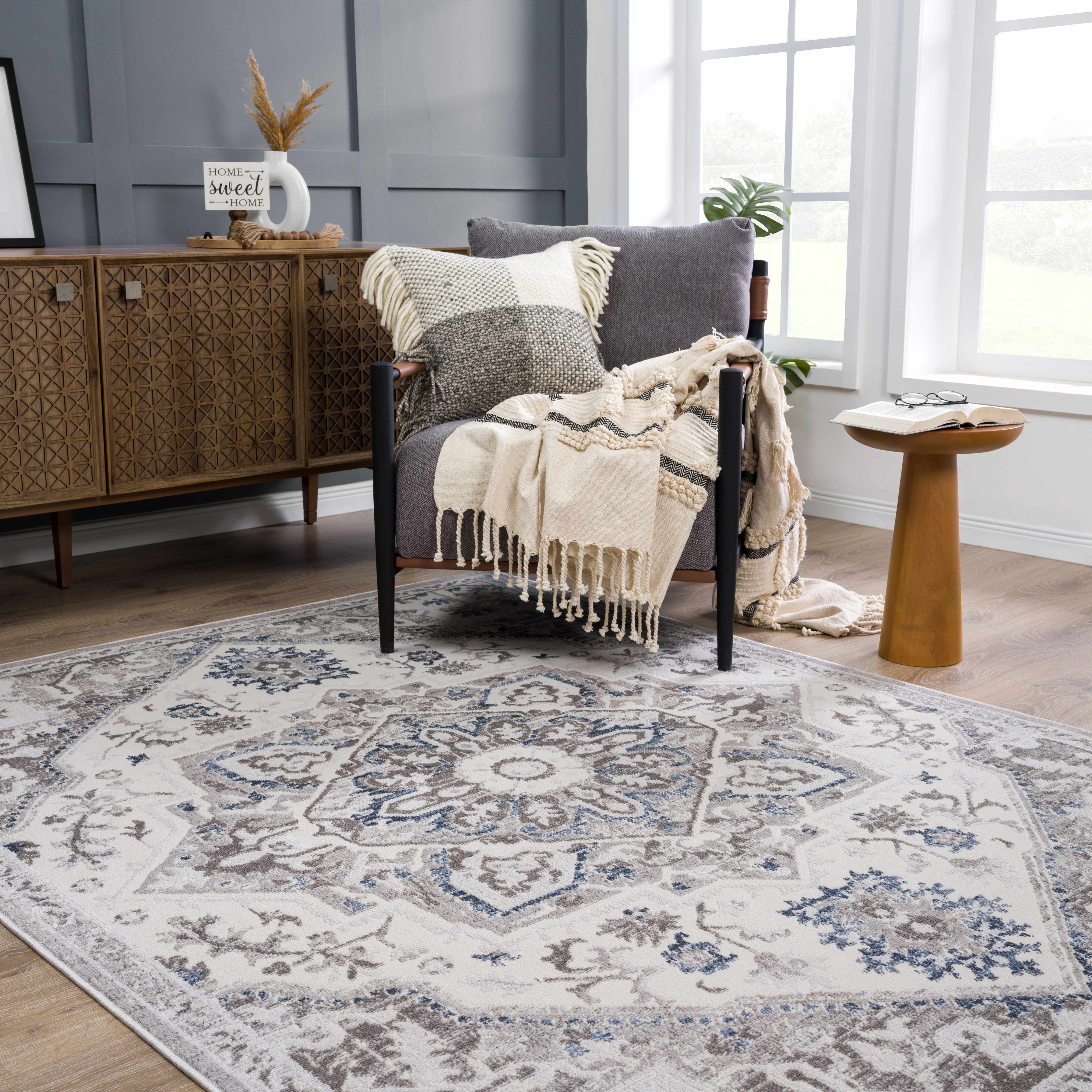 Exclusive Hauteloom Bakir Blue Hues Gray Medallion Area Rug - A Must-Have Limited Edition