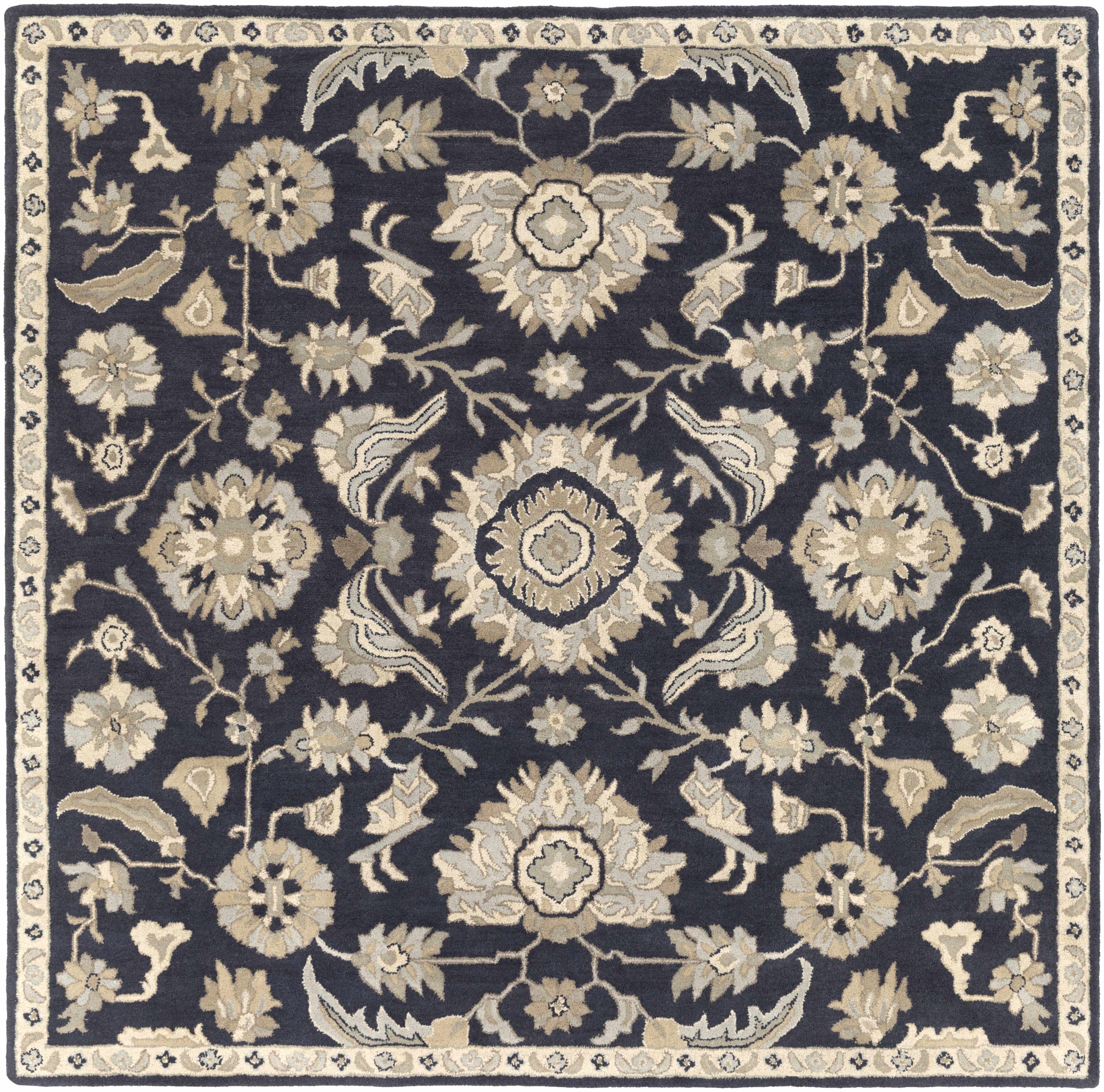 Exquisite Hauteloom Copen Black Floral Wool Rug