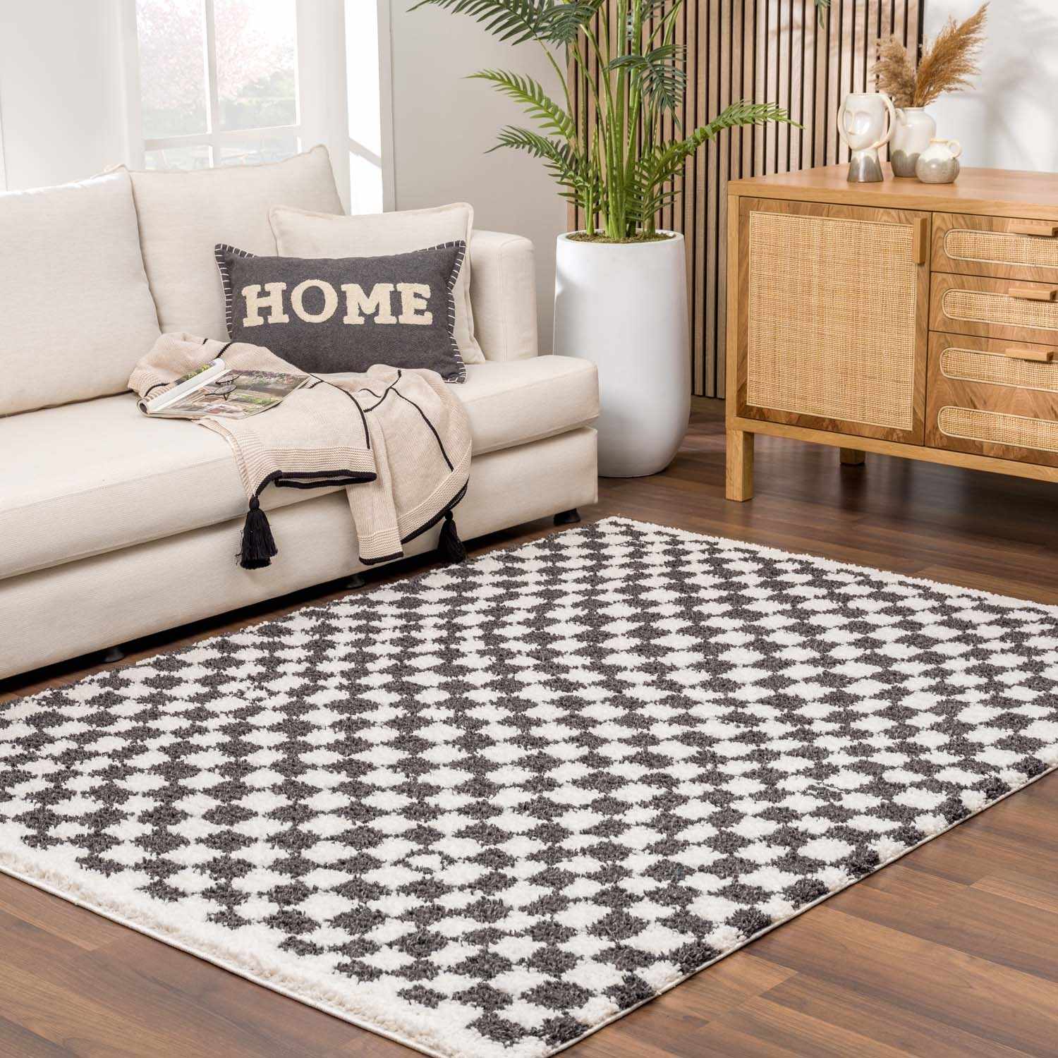 Stunning Hauteloom Kieu Black & White Checkered Area Rug