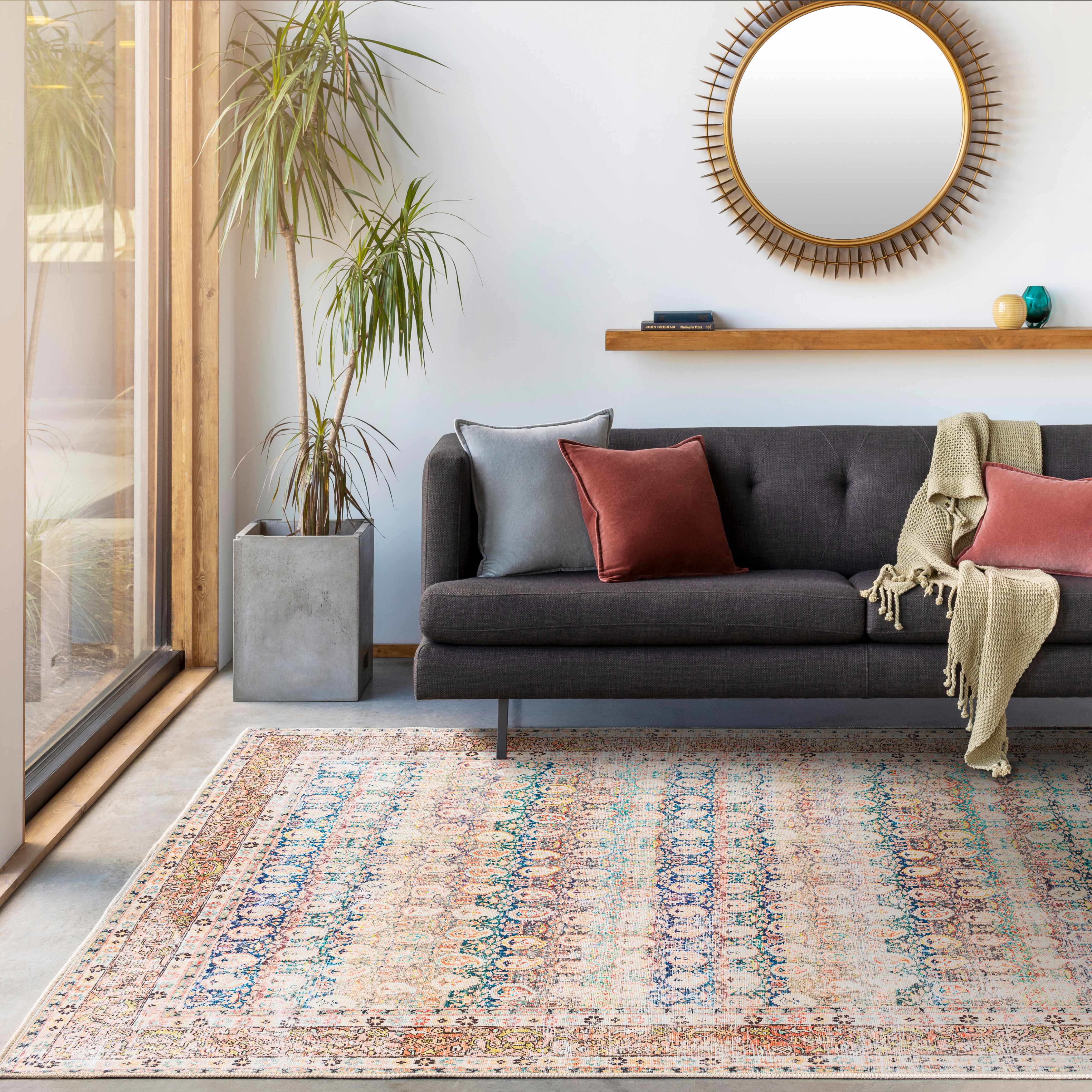 Hauteloom Rust Maligaya Distressed Washable Area Rug - Transform Your Space