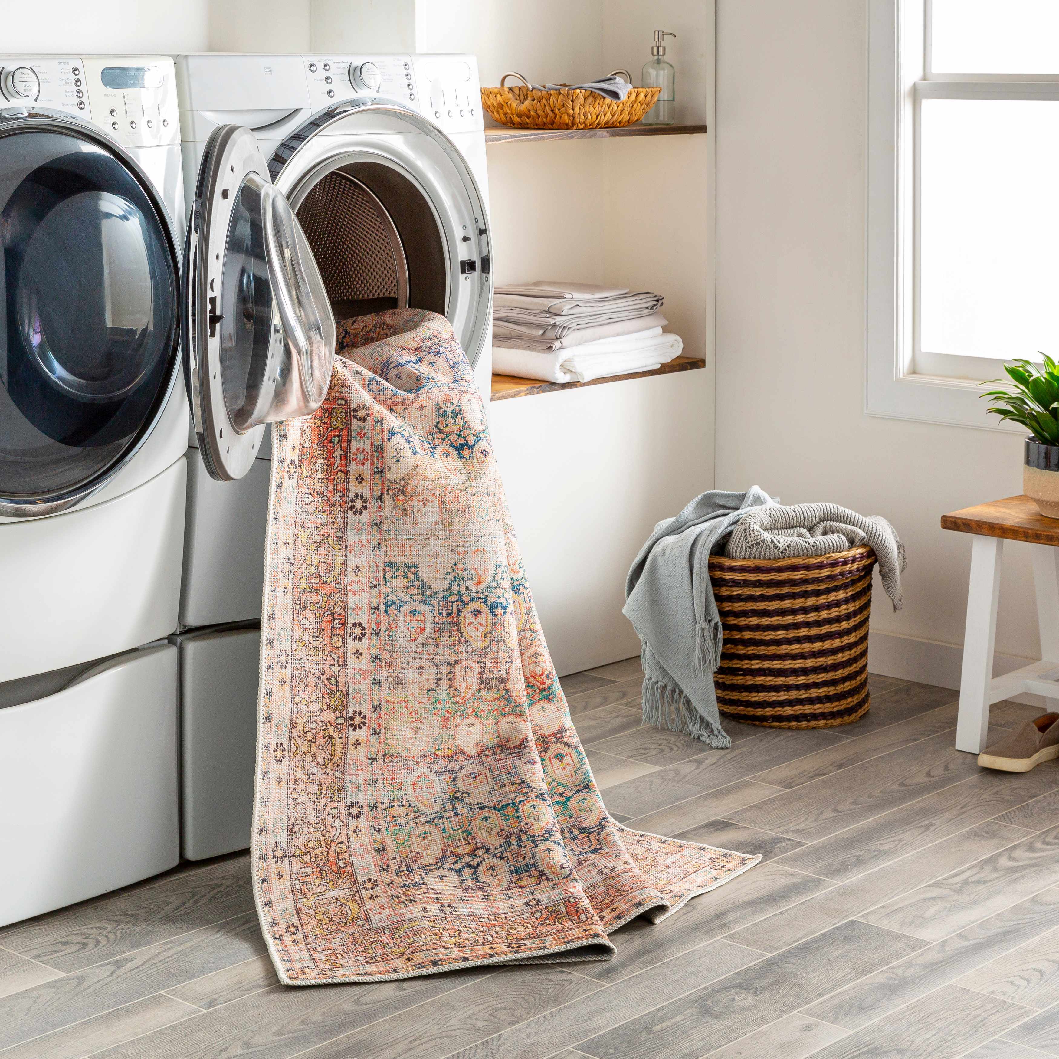 Hauteloom Rust Maligaya Distressed Washable Area Rug - Transform Your Space