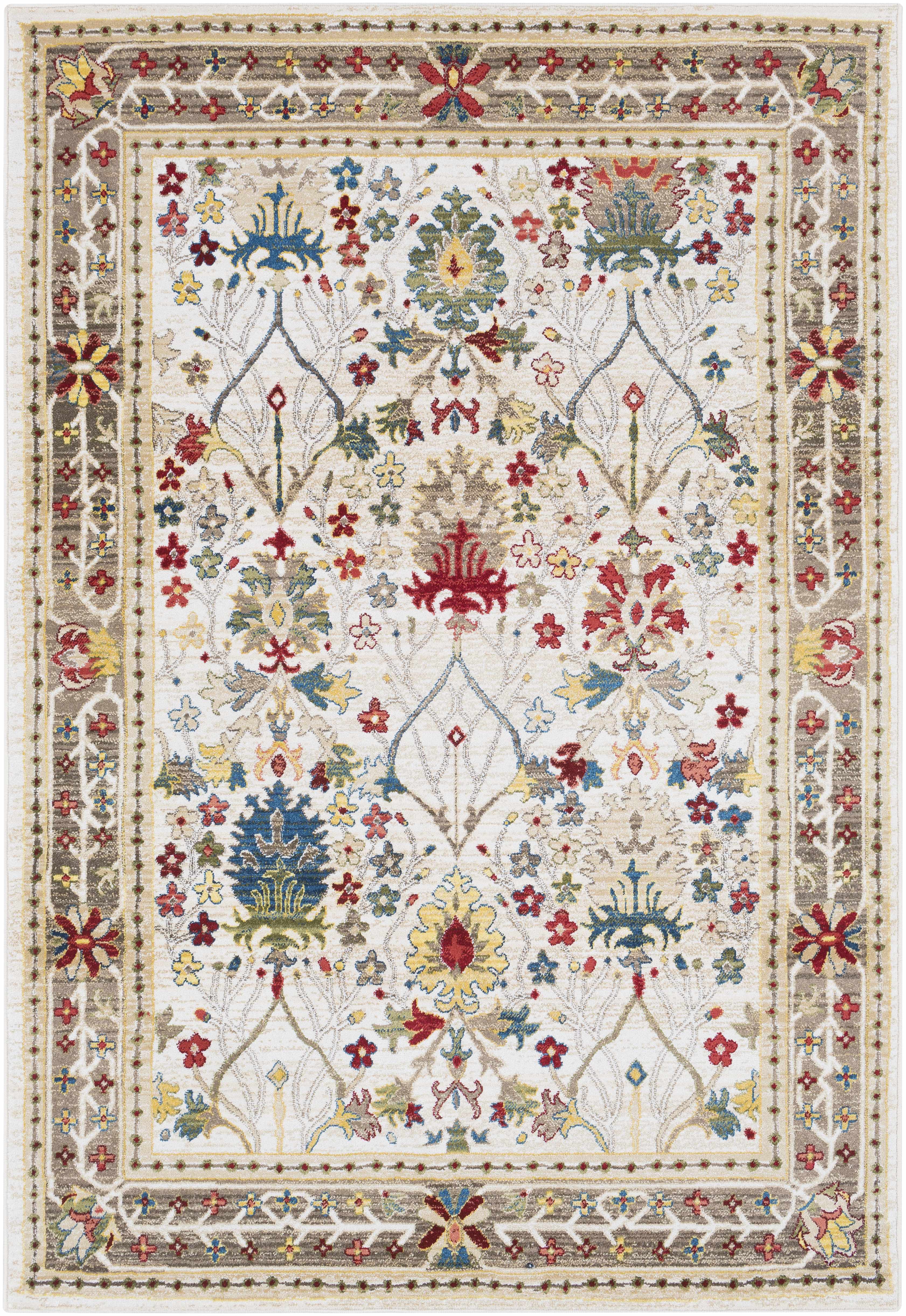 Exquisite Hauteloom Neola White/Brown Damask Area Rug