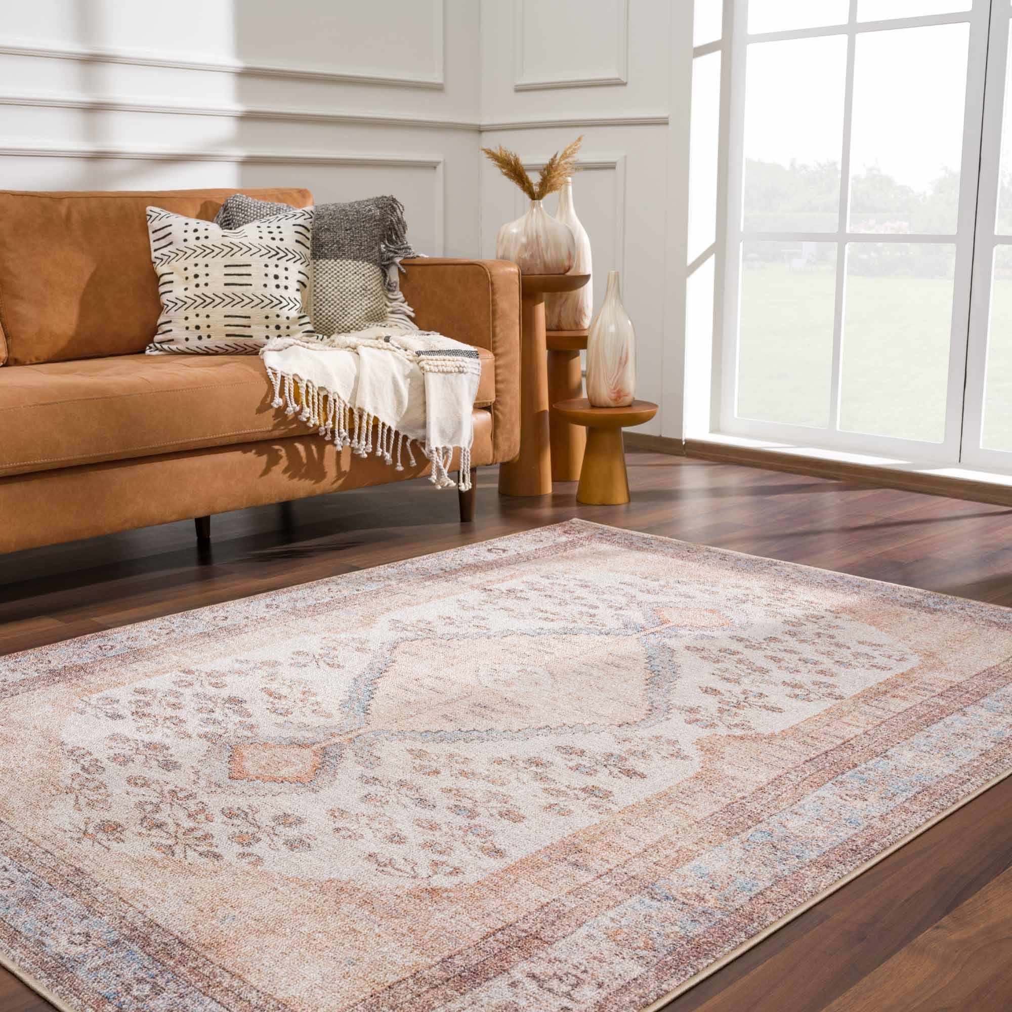 Hauteloom Analu Peach Luxury Washable Area Rug