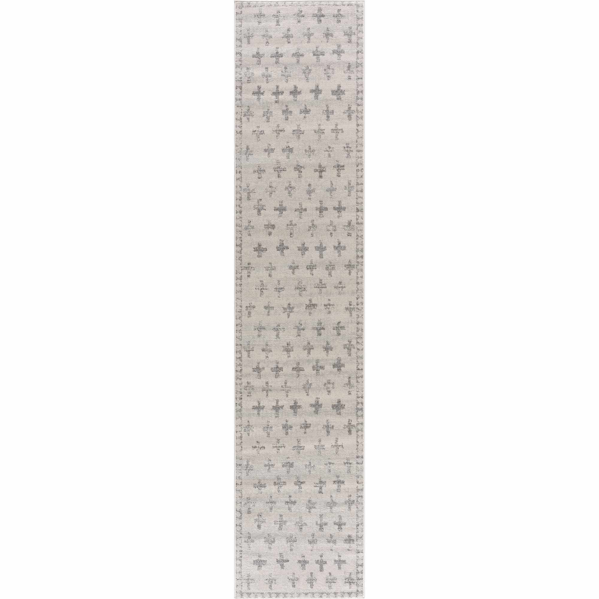 Hauteloom Tigris Swiss Cross Ivory & Gray Geometric Style Area Rug