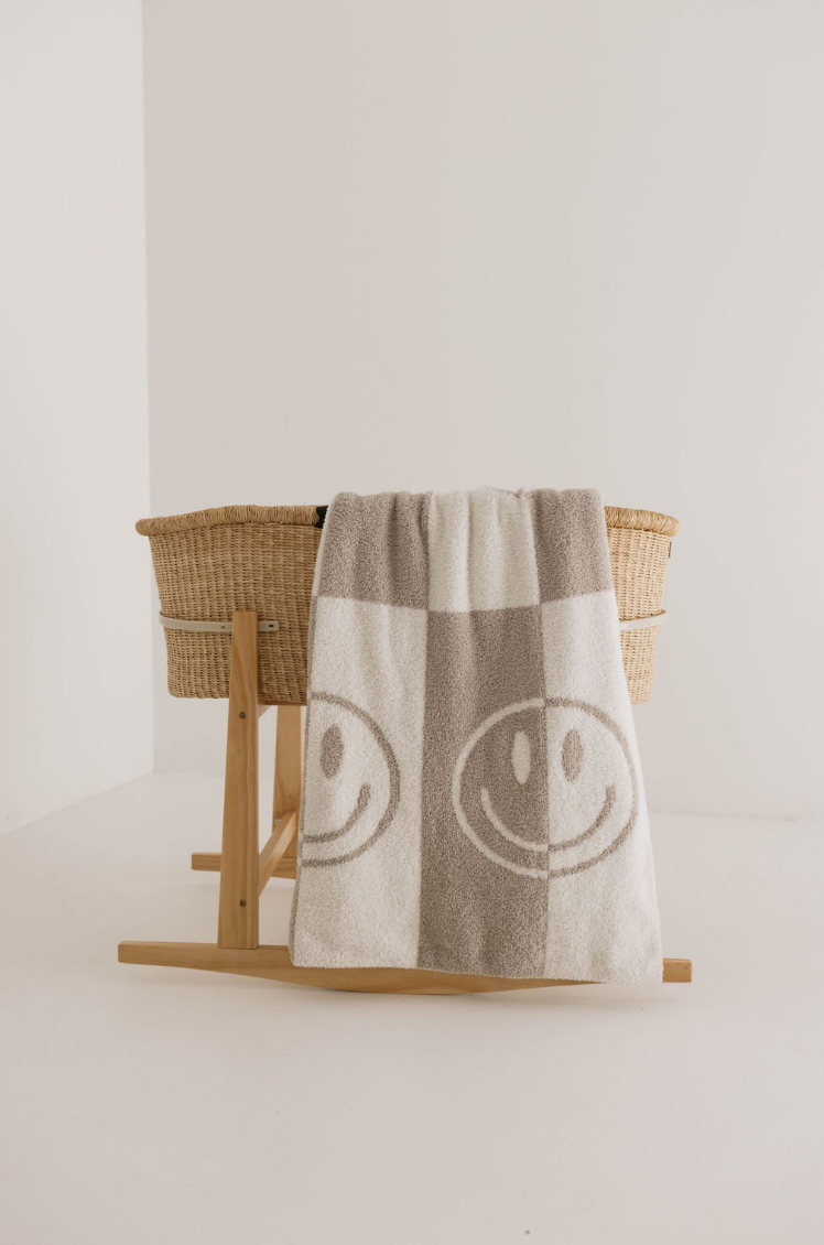 Forever French Baby Plush Blanket - Smile Checkerboard, Your Baby's Dreamy Soft Companion