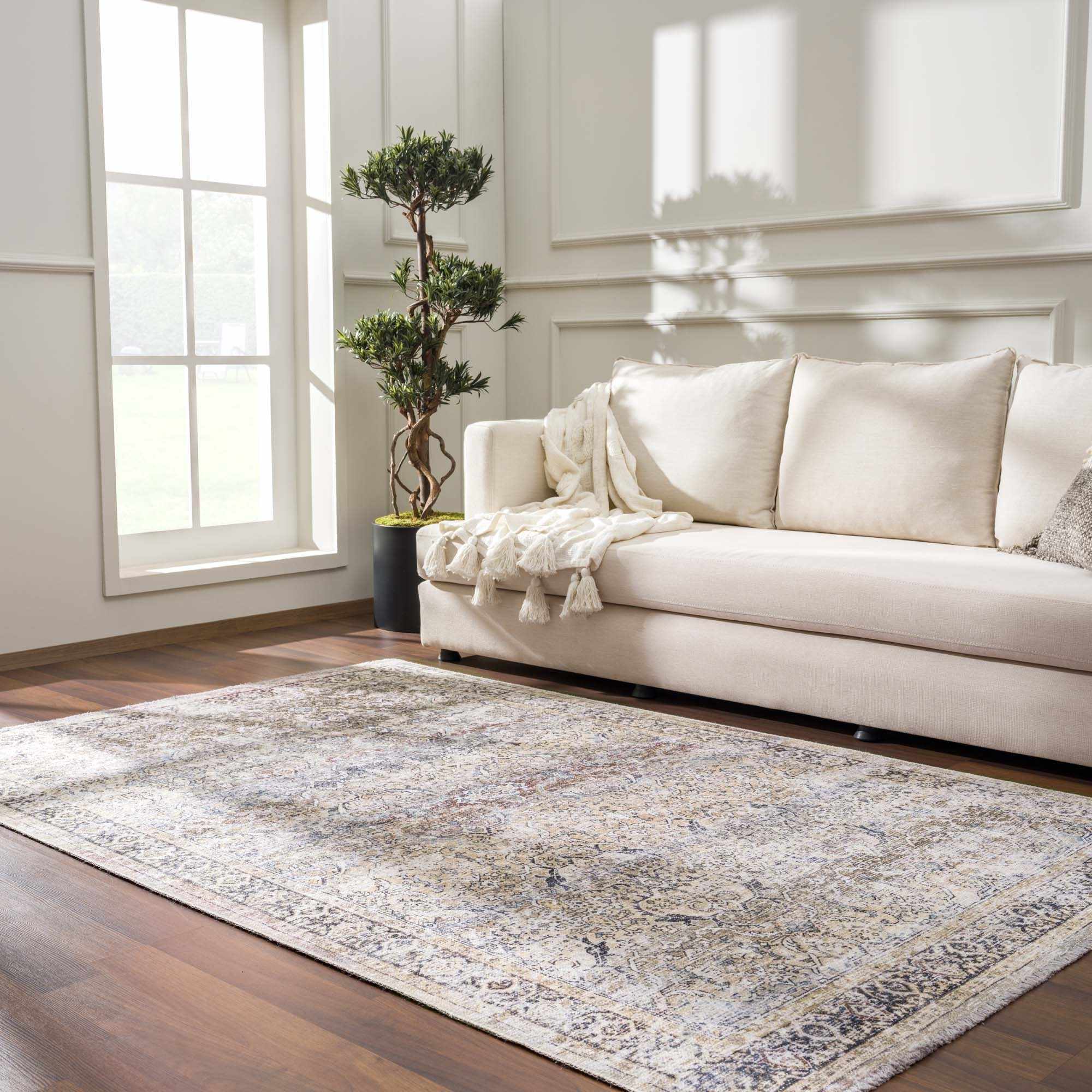 Hauteloom Olive Holi-2304 Washable Vintage Area Rug - Transform Your Space!