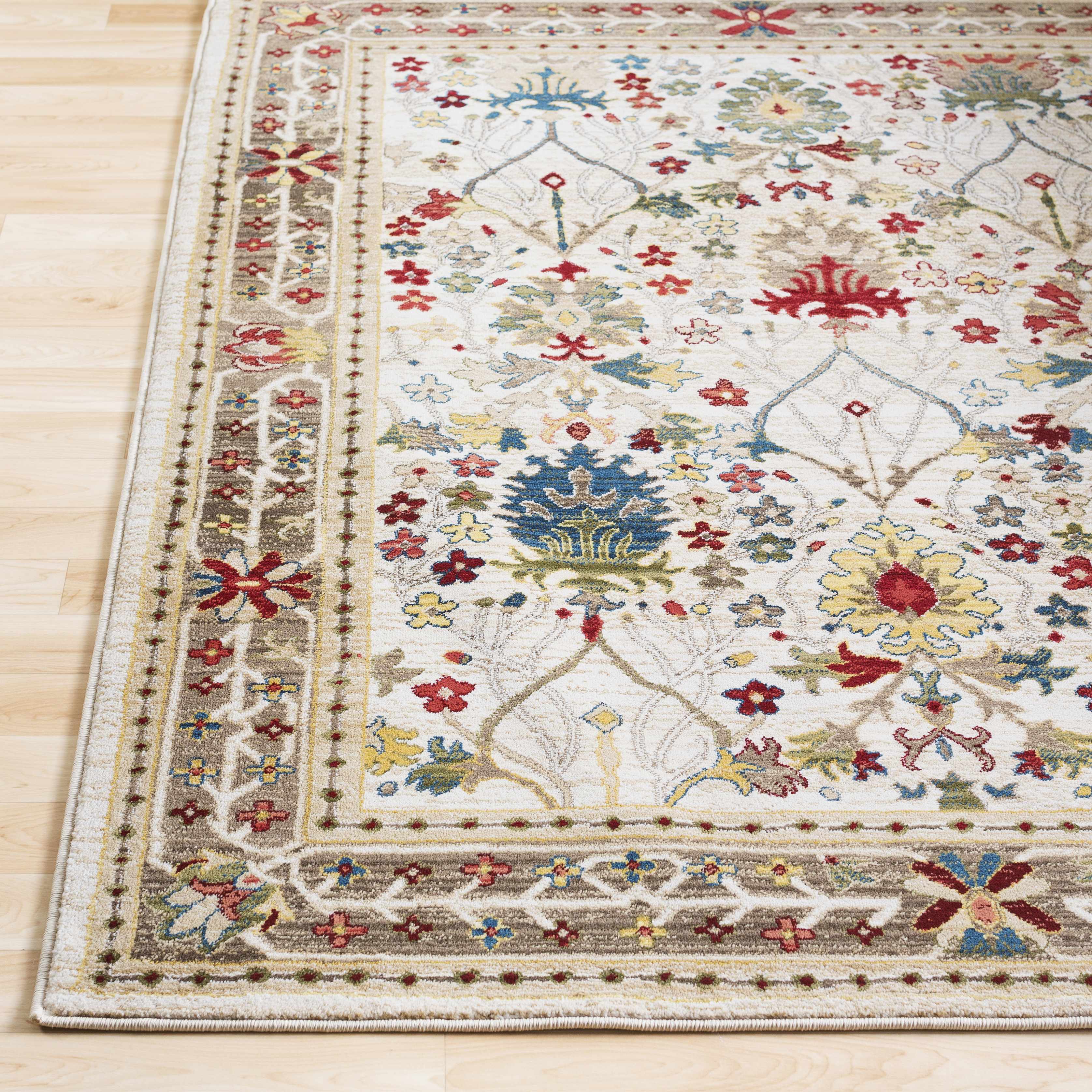 Exquisite Hauteloom Neola White/Brown Damask Area Rug