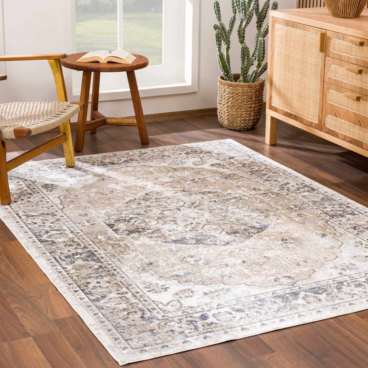 Luxurious Hauteloom Rudo Beige Washable Area Rug - Transform Your Space