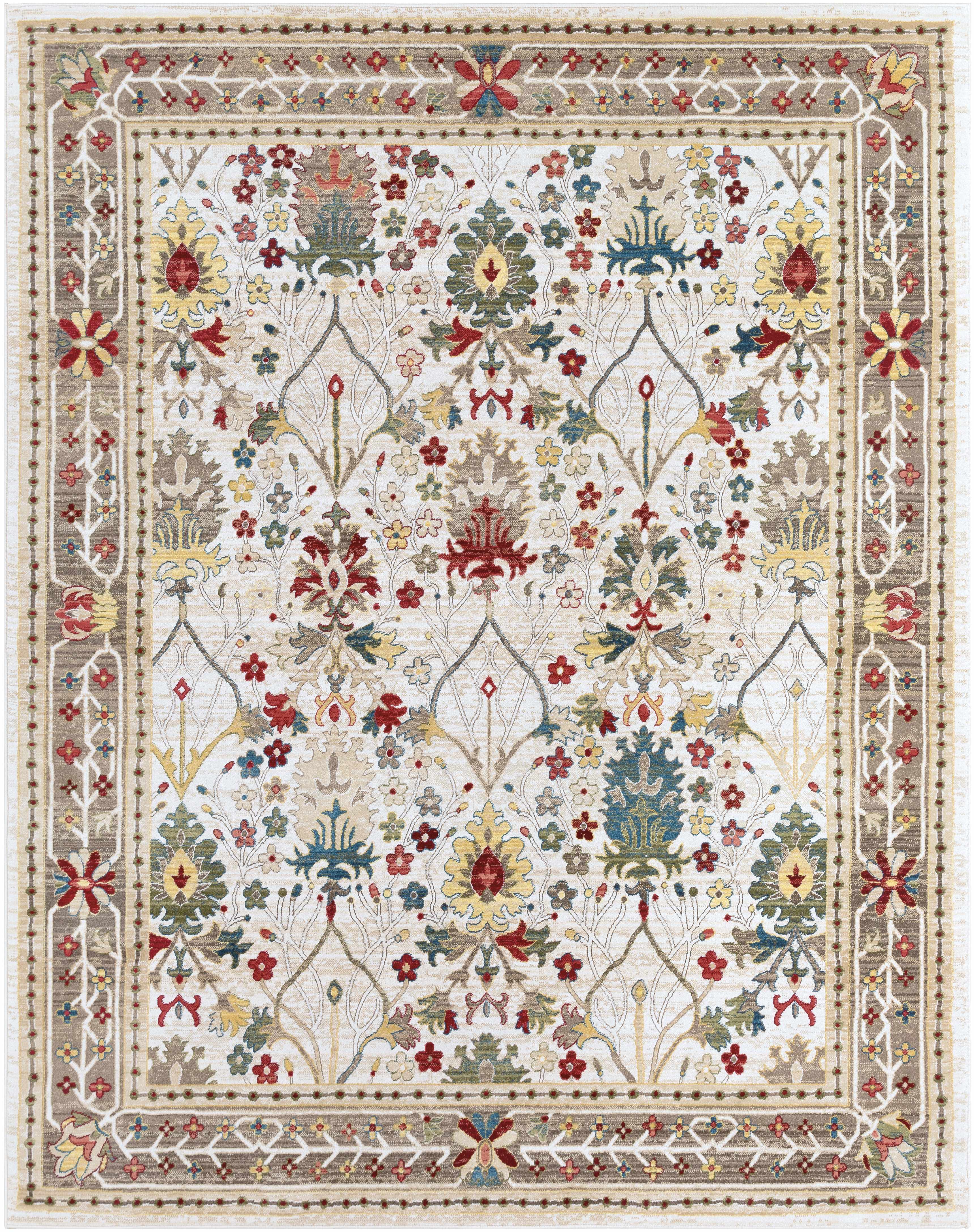 Exquisite Hauteloom Neola White/Brown Damask Area Rug