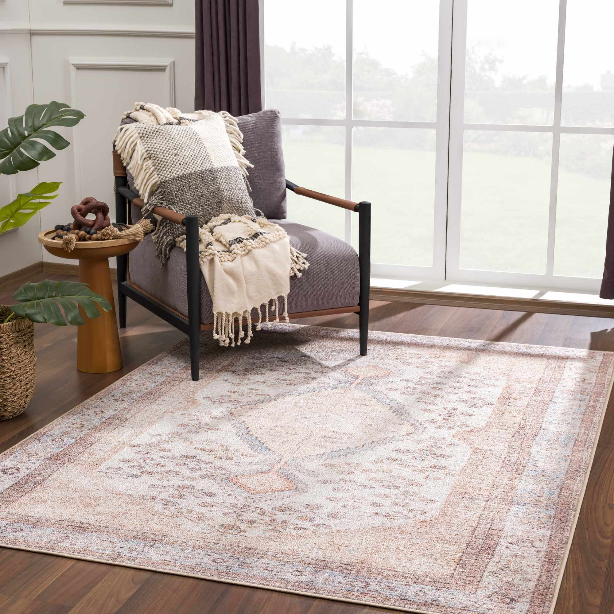 Hauteloom Analu Peach Luxury Washable Area Rug