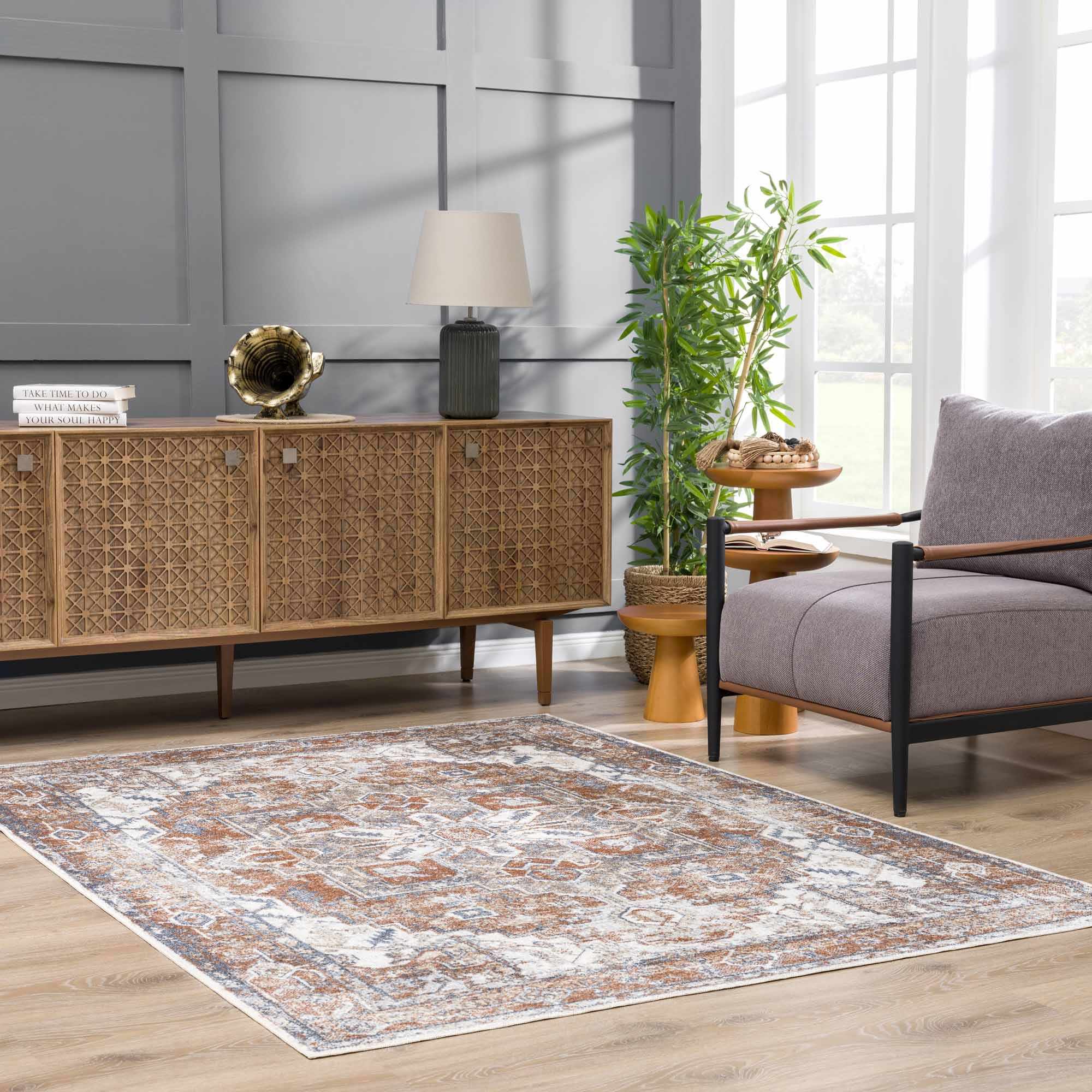 Hauteloom Rust Hera Washable Area Rug - Grab This Clearance Deal Now!