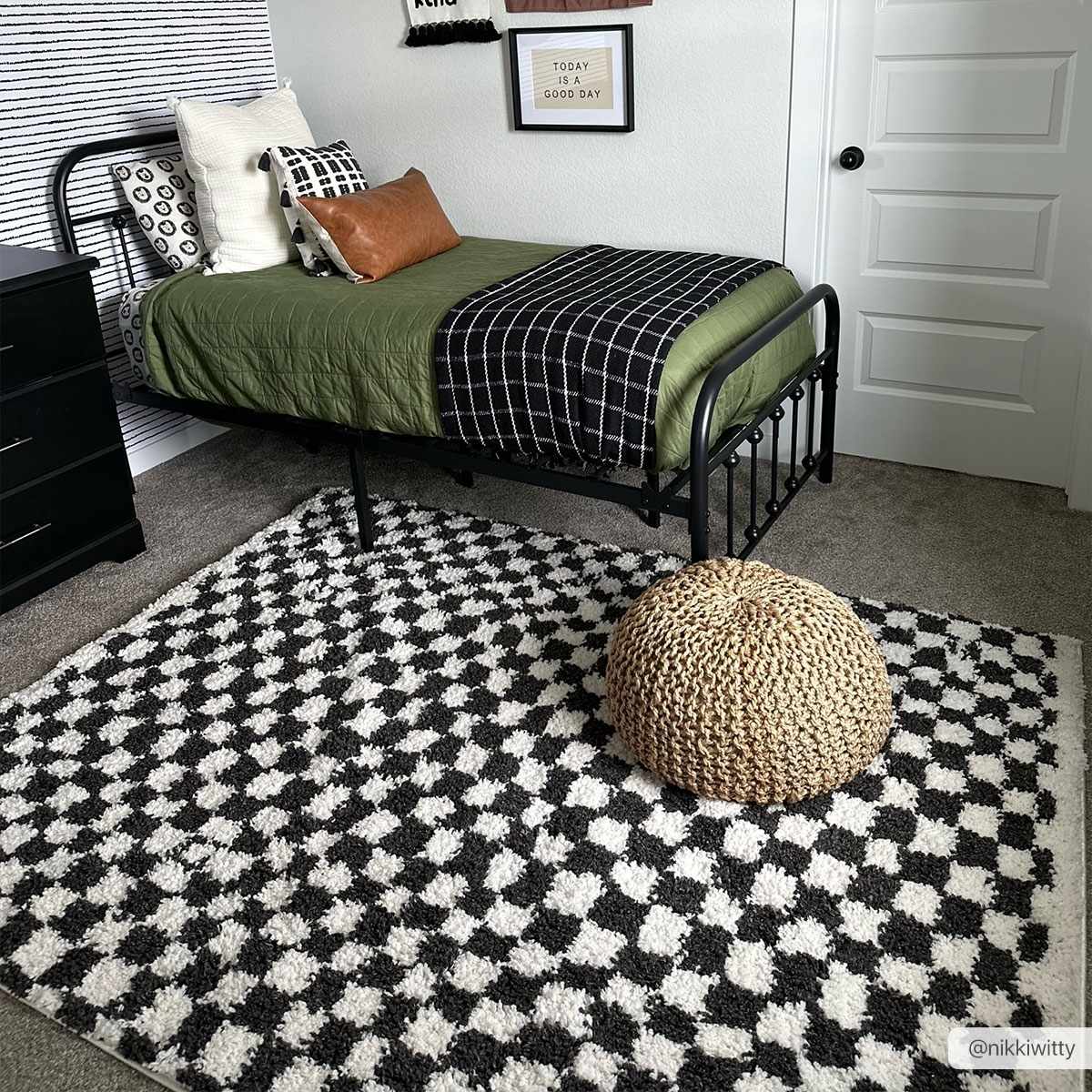 Stunning Hauteloom Kieu Black & White Checkered Area Rug