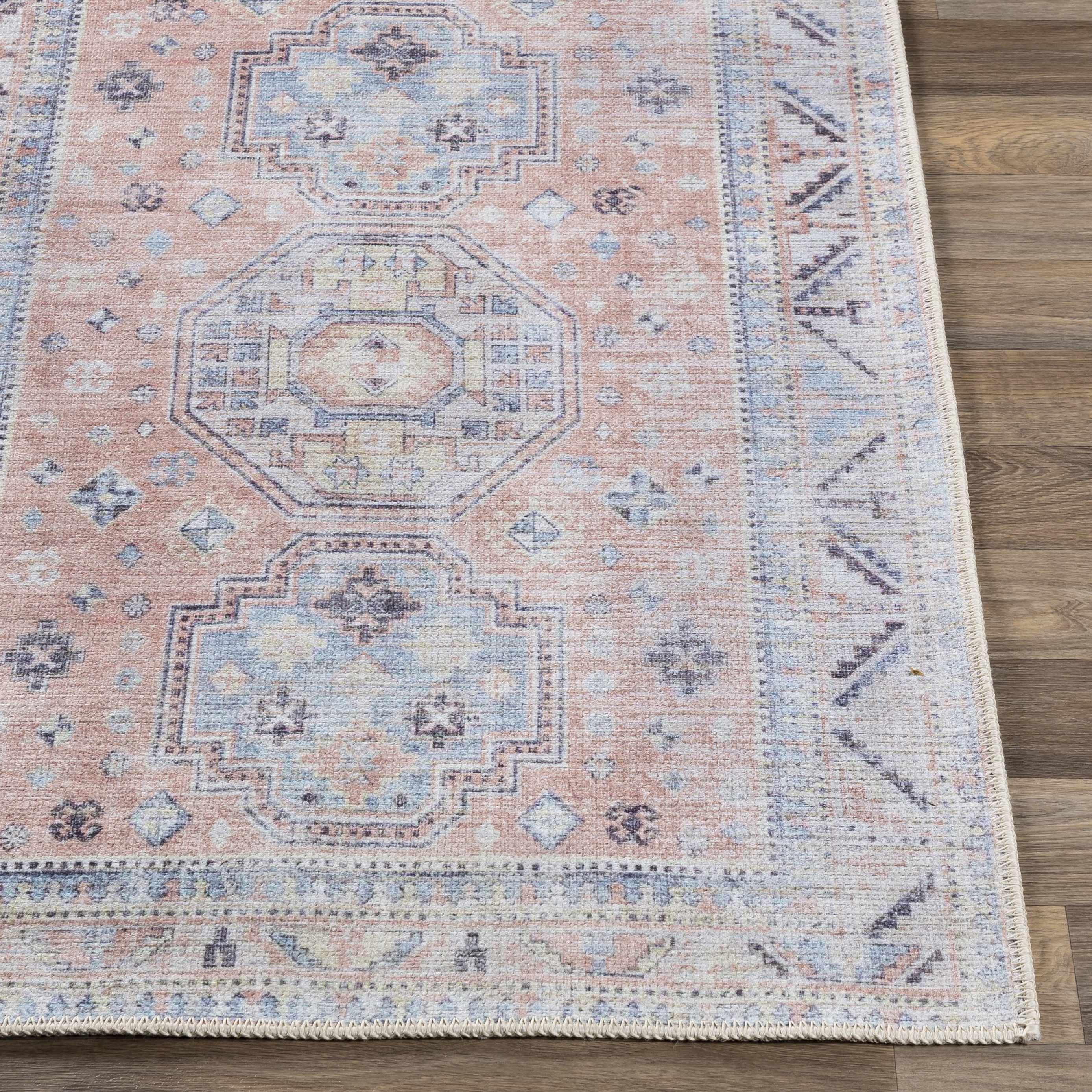 Indulgent Hauteloom Morcott Peach Washable Area Rug
