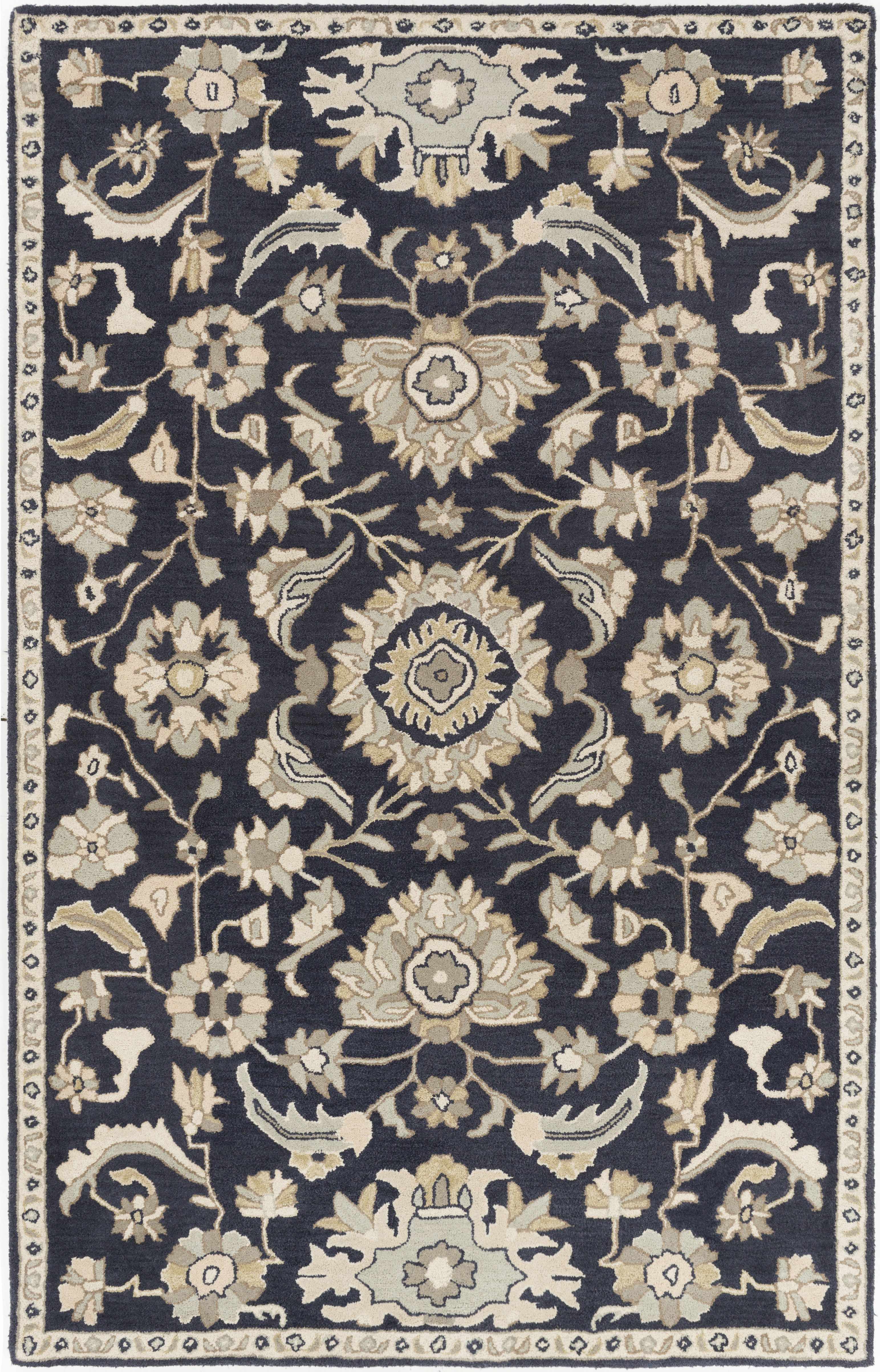 Exquisite Hauteloom Copen Black Floral Wool Rug